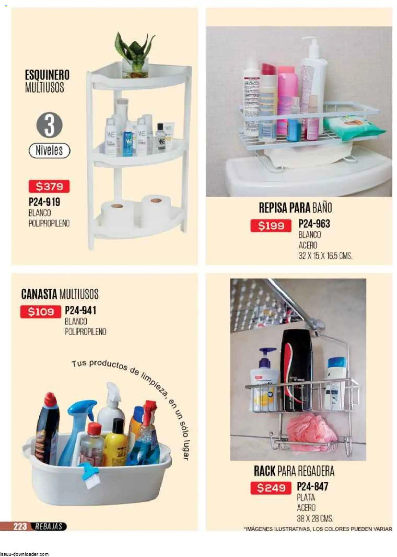 Nuevas ofertas de Cklass válidas en toda la República Mexicana desde el 31.10.2025. ¡Encuentra las mejores ofertas en Cklass catálogo Super Rebajas Ropa! | Página: 226 | Productos: Repisa, Baño, Regadera, Canasta