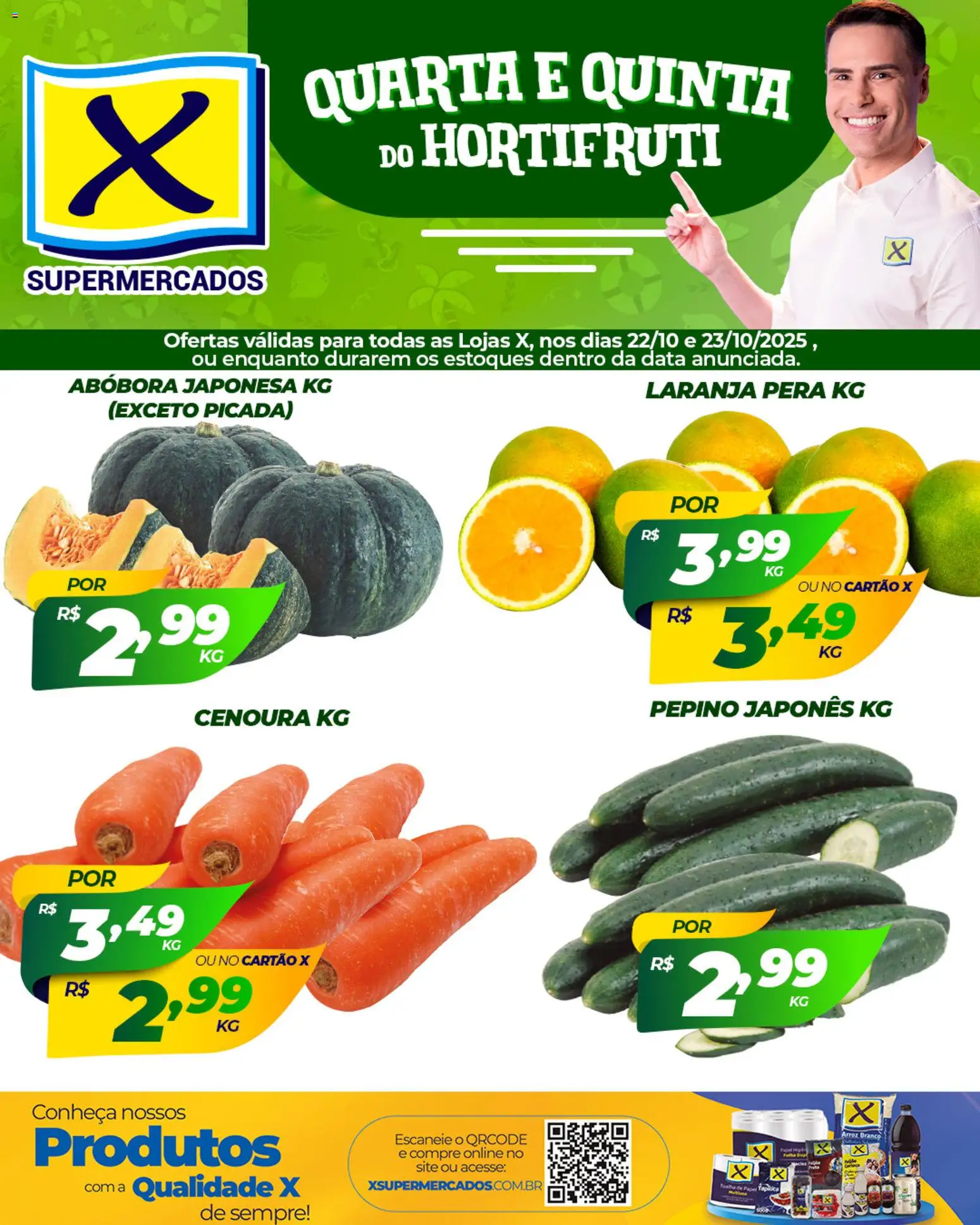 X Supermercados Folheto - válido de 22.10.2025 | Página: 2 | Produtos: Pera, Abóbora, Arroz, Cenoura