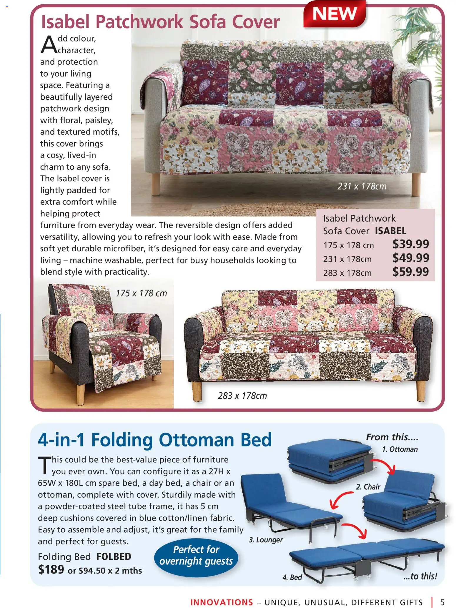 Innovations catalogue - valid from 28.01.2026 | Page: 5 | Products: Sofa, Chair, Ottoman, Bed