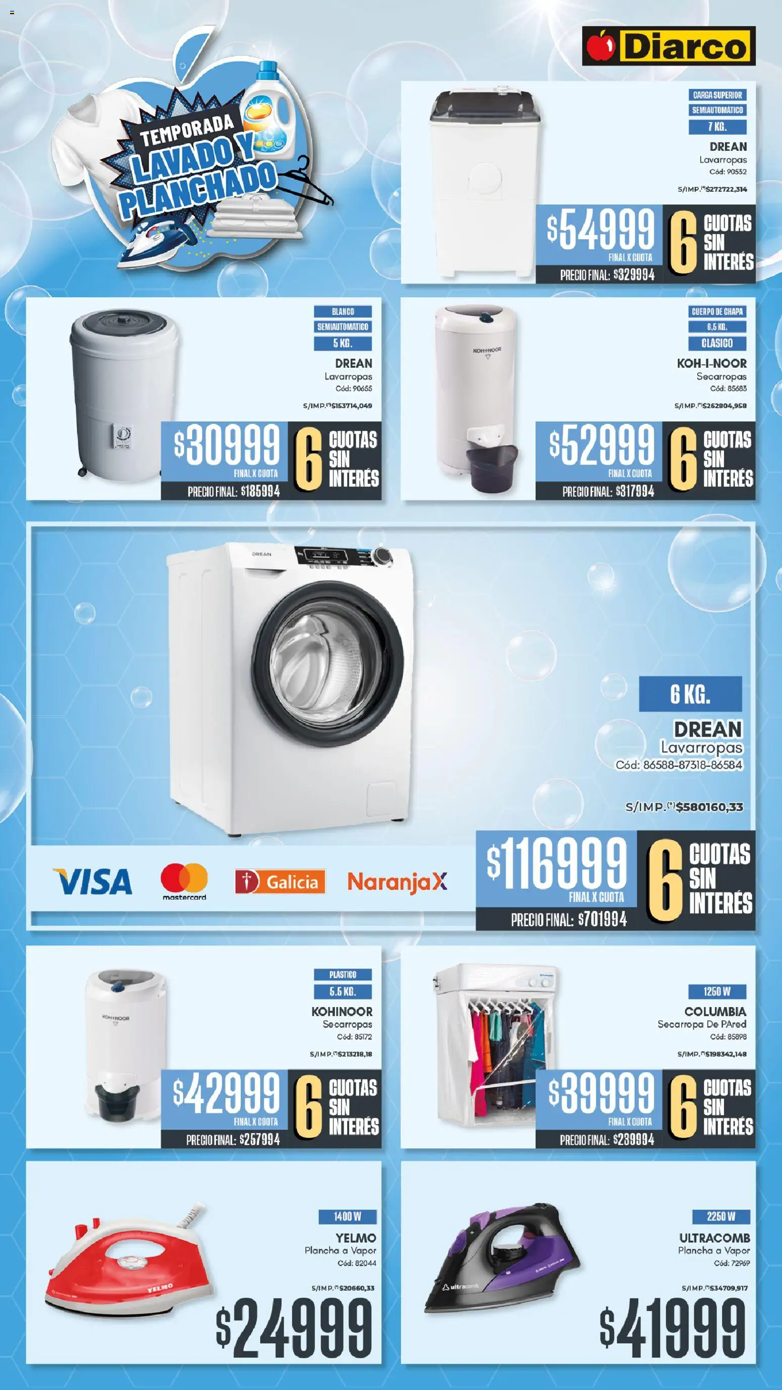 Diarco - Especial Lavado │ válido desde el 30.03.2026 | Página: 2 | Productos: Chapa, Lavarropas, Plancha