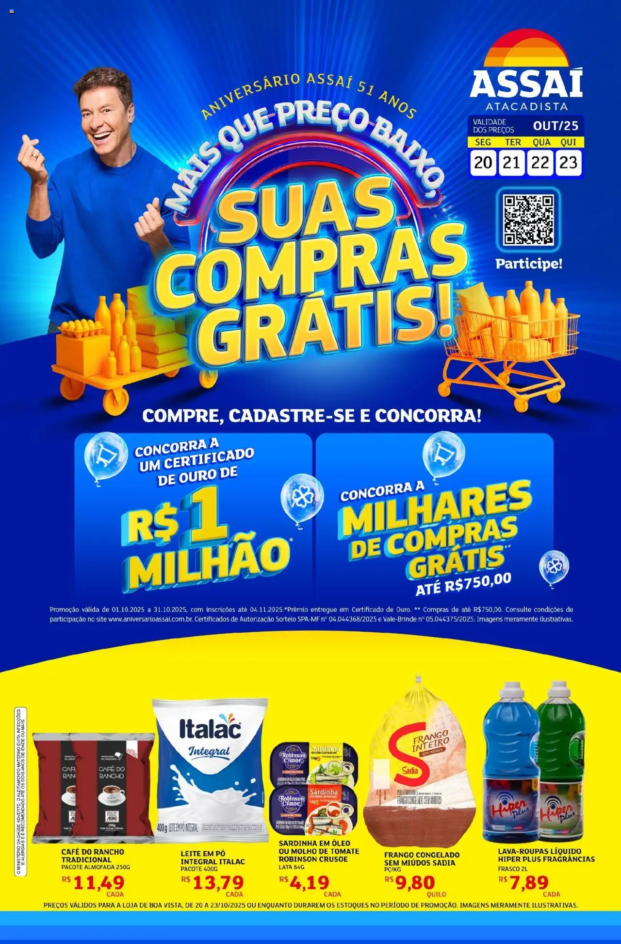 Assaí Atacadista Folheto - válido de 20.10.2025 | Página: 1 | Produtos: Pó, Leite, Óleo, Frango