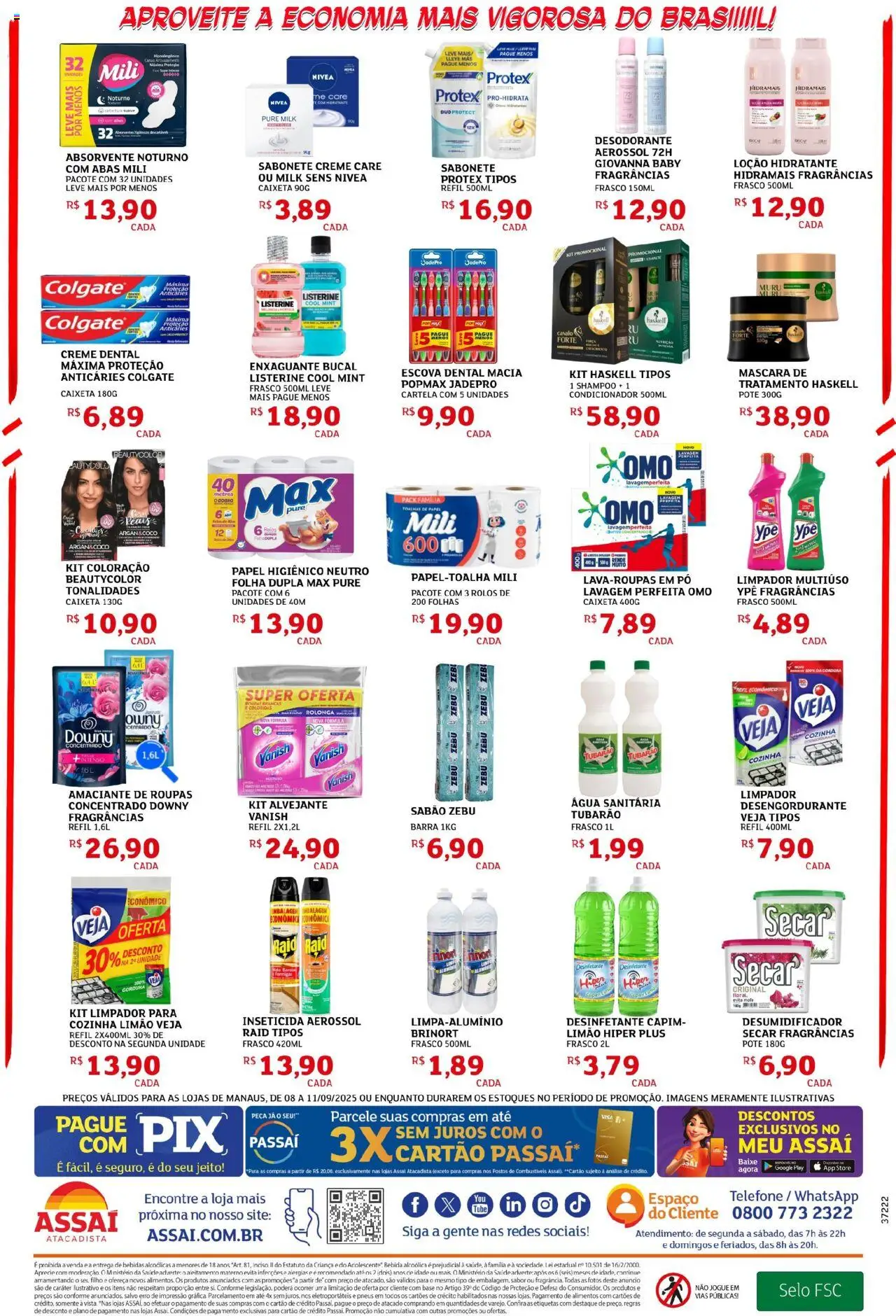 Assaí Atacadista Folheto - válido de 08.09.2025 | Página: 4 | Produtos: Shampoo, Escova, Enxaguante bucal, Inseticida