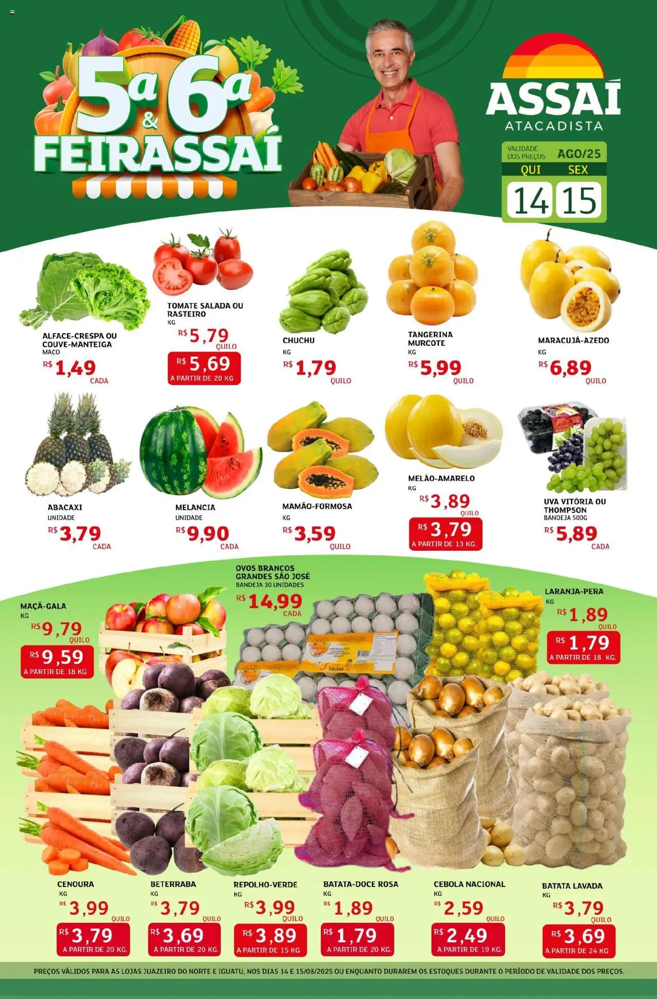 Assaí Atacadista Folheto - válido de 14.08.2025 | Página: 1 | Produtos: Beterraba, Ovos, Abacaxi, Batata
