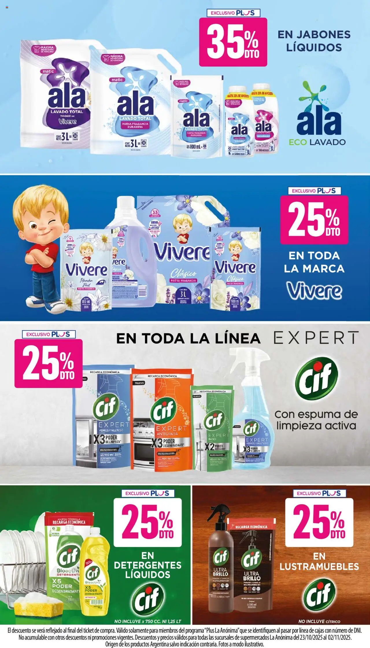 La Anonima catálogo │ válido desde el 23.10.2025 | Página: 34 | Productos: Fragancia, Lima, Brillo, Espuma