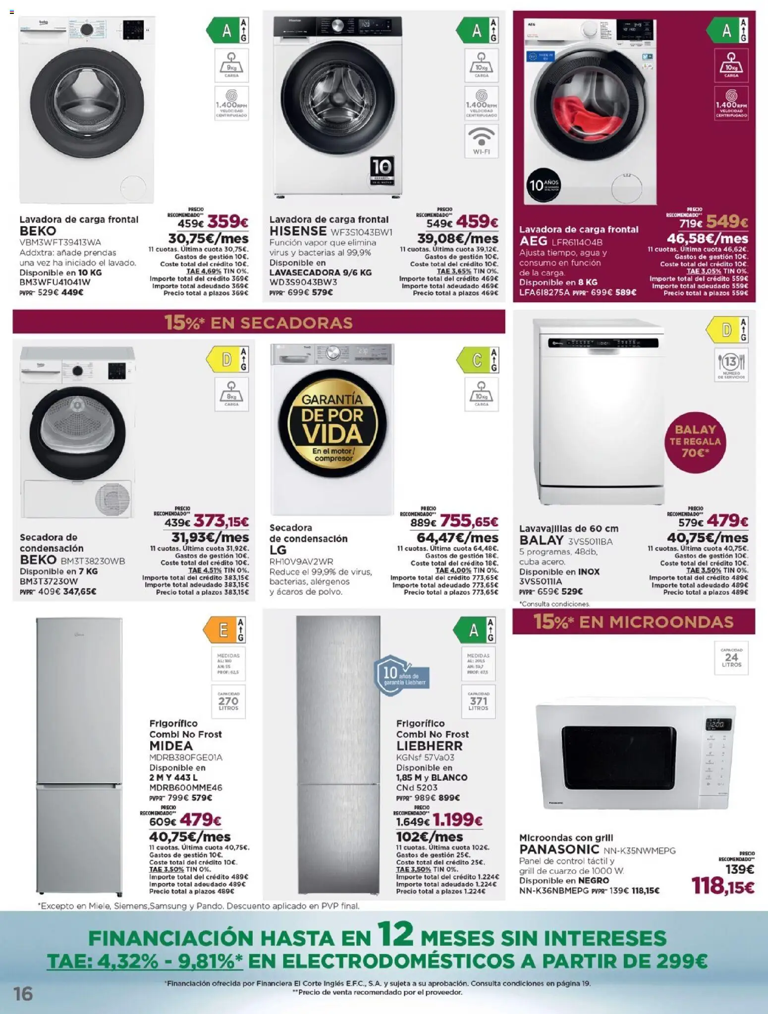 Nuevas ofertas de El Corte Inglés válidas en toda la República Mexicana desde el 16.12.2025. ¡Encuentra las mejores ofertas en El Corte Inglés catálogo Ofertas que ilusionan! | Página: 16 | Productos: Agua, Lavadora, Lavavajillas, Té