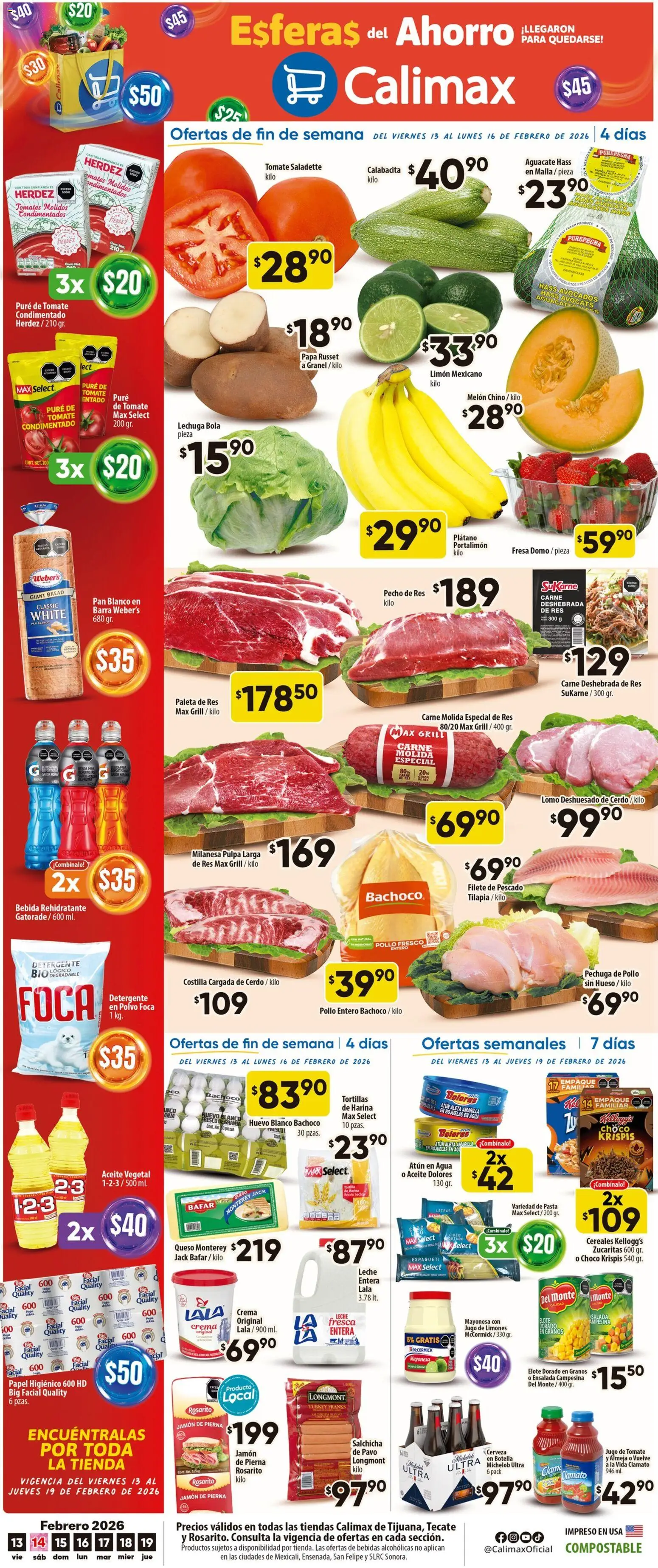 Nuevas ofertas de Calimax válidas en toda la República Mexicana desde el 13.02.2026. ¡Encuentra las mejores ofertas en Calimax folleto! | Página: 1 | Productos: Milanesa, Jugo, Cerdo, Pasta