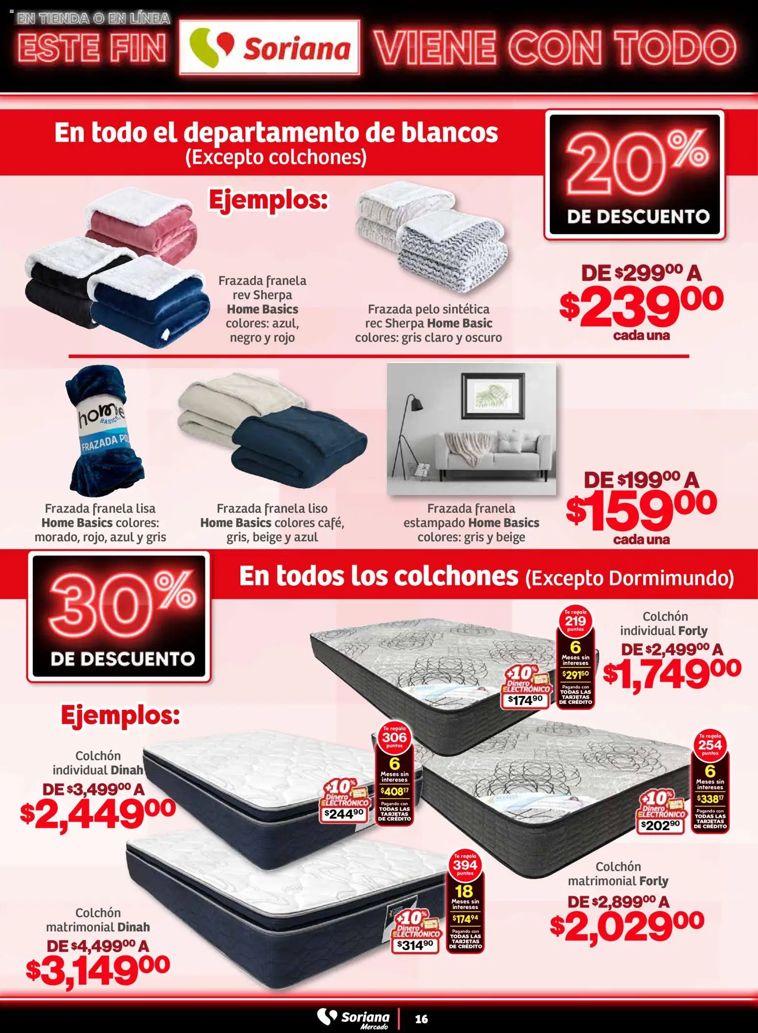 Nuevas ofertas de Soriana válidas en toda la República Mexicana desde el 05.11.2025. ¡Encuentra las mejores ofertas en Soriana - Este fin Soriana viene con todo Mercado Nacional! | Página: 16 | Productos: Colchón, Té