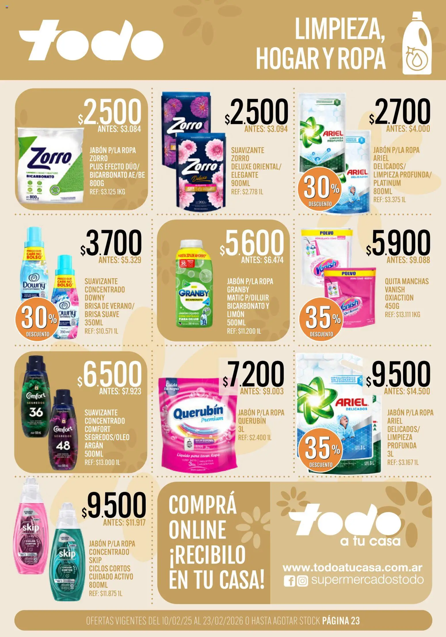 Supermercados TODO - Ofertas │ válido desde el 10.02.2026 | Página: 23 | Productos: Polvo, Jabón, Ropa, Suavizante