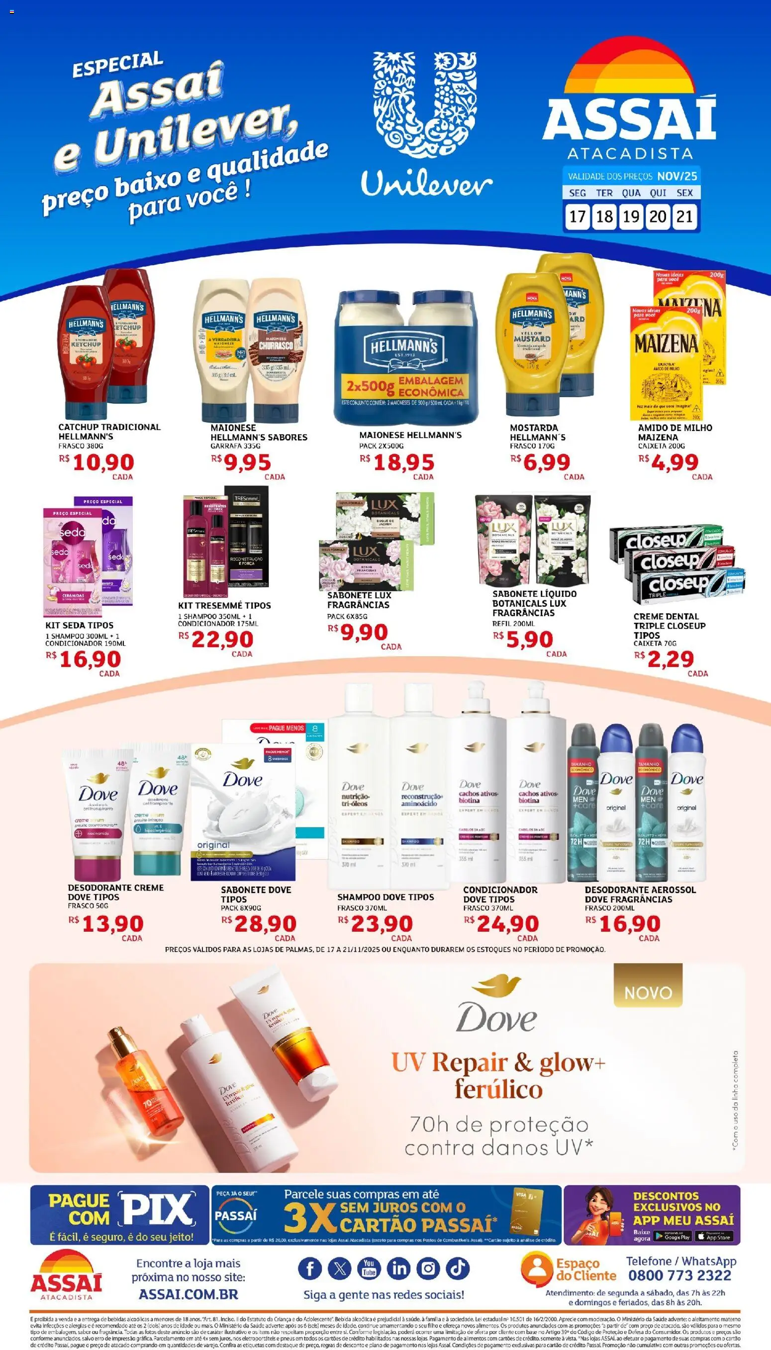 Assaí Atacadista Folheto - válido de 17.11.2025 | Página: 1 | Produtos: Desodorante, Base, Dove, Maionese