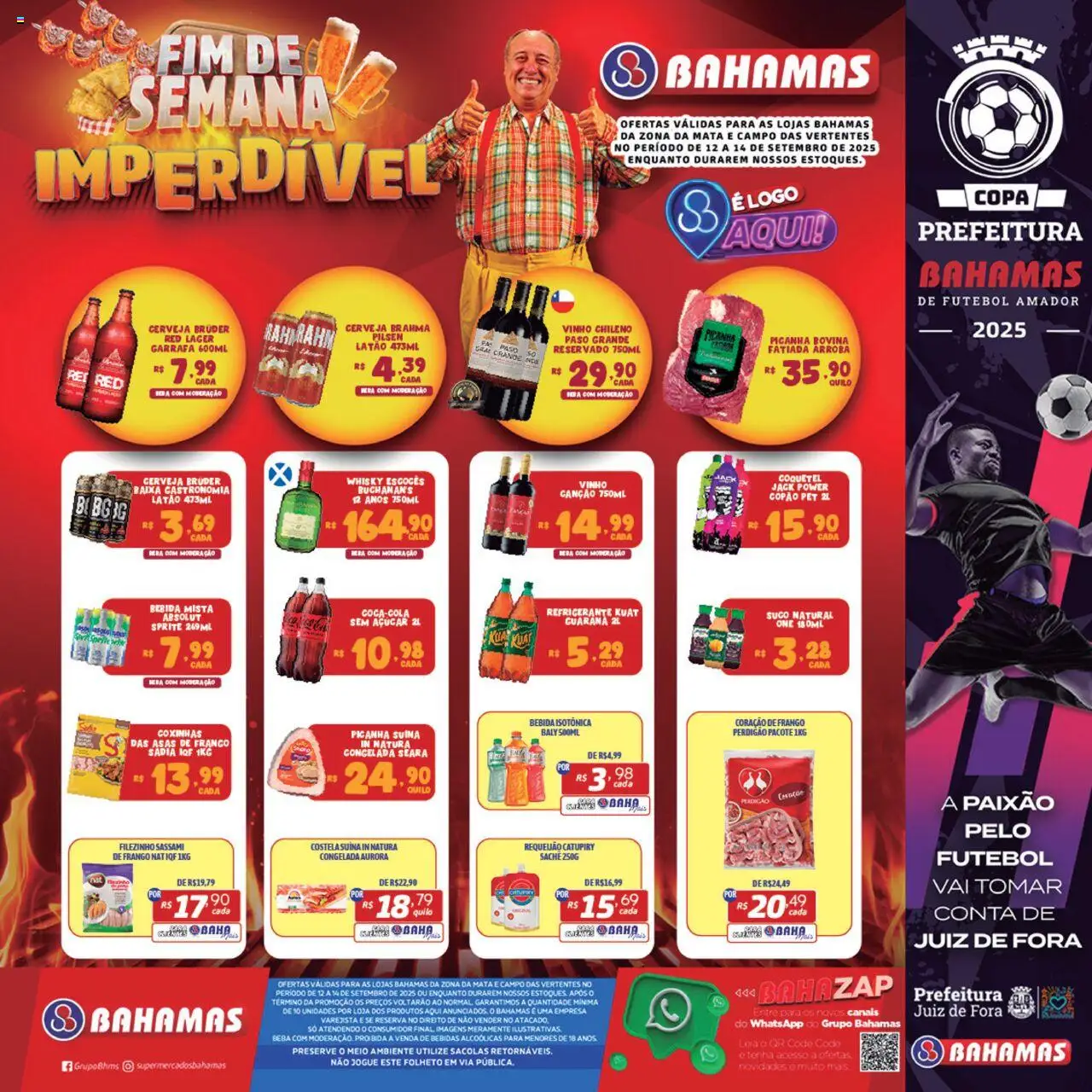 Bahamas Supermercados Folheto - válido de 12.09.2025 | Página: 1 | Produtos: Coração de frango, Suco, Catupiry, Refrigerante