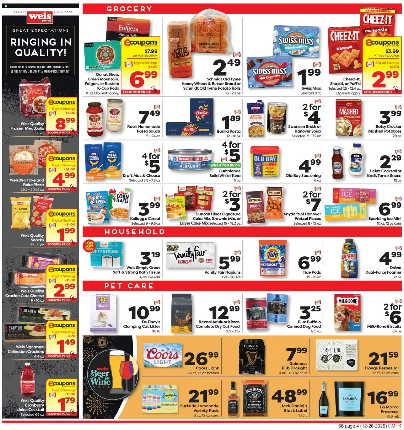 Weis Weekly Ad - valid from 26.12.2025 | Page: 4 | Products: Bath, Dog Food, Juice, Flakes