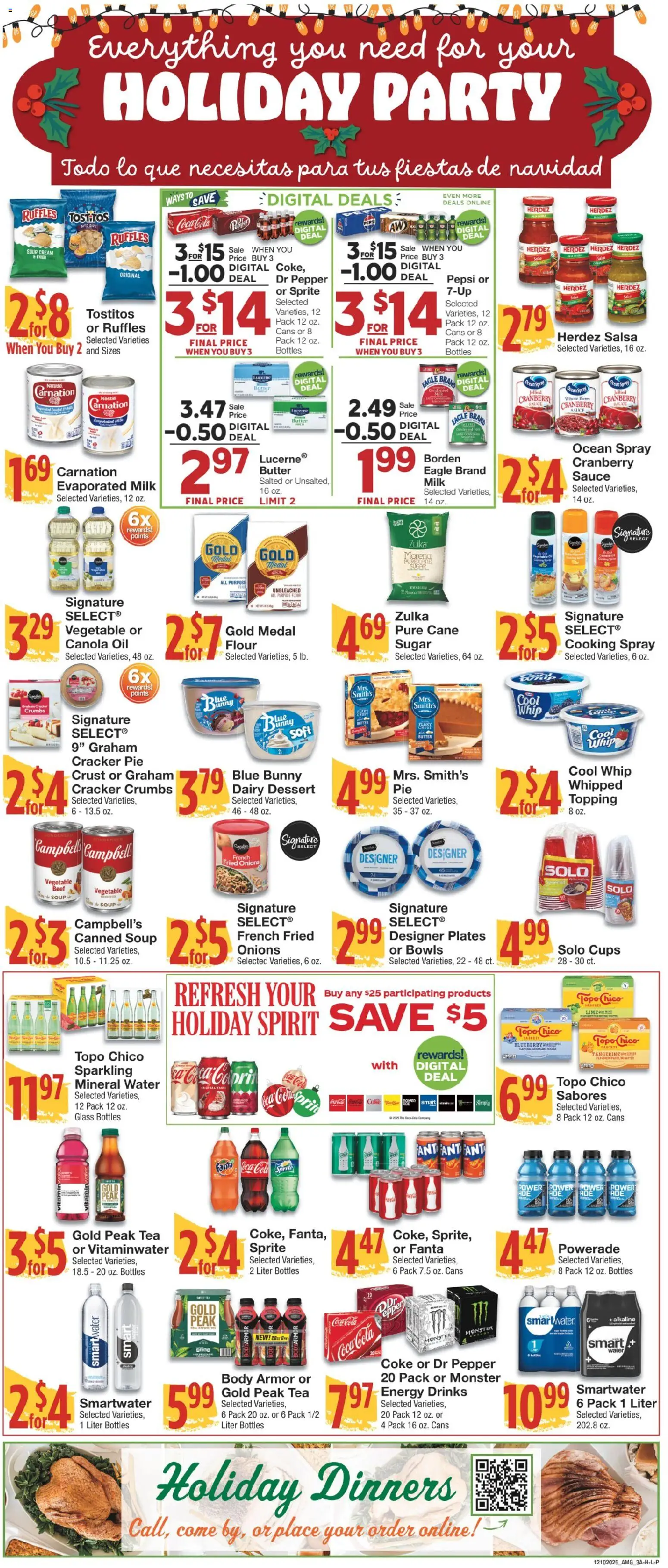 United Supermarkets Ad - valid from 09.12.2025 | Page: 3 | Products: Oil, Beef, Salad, Sugar