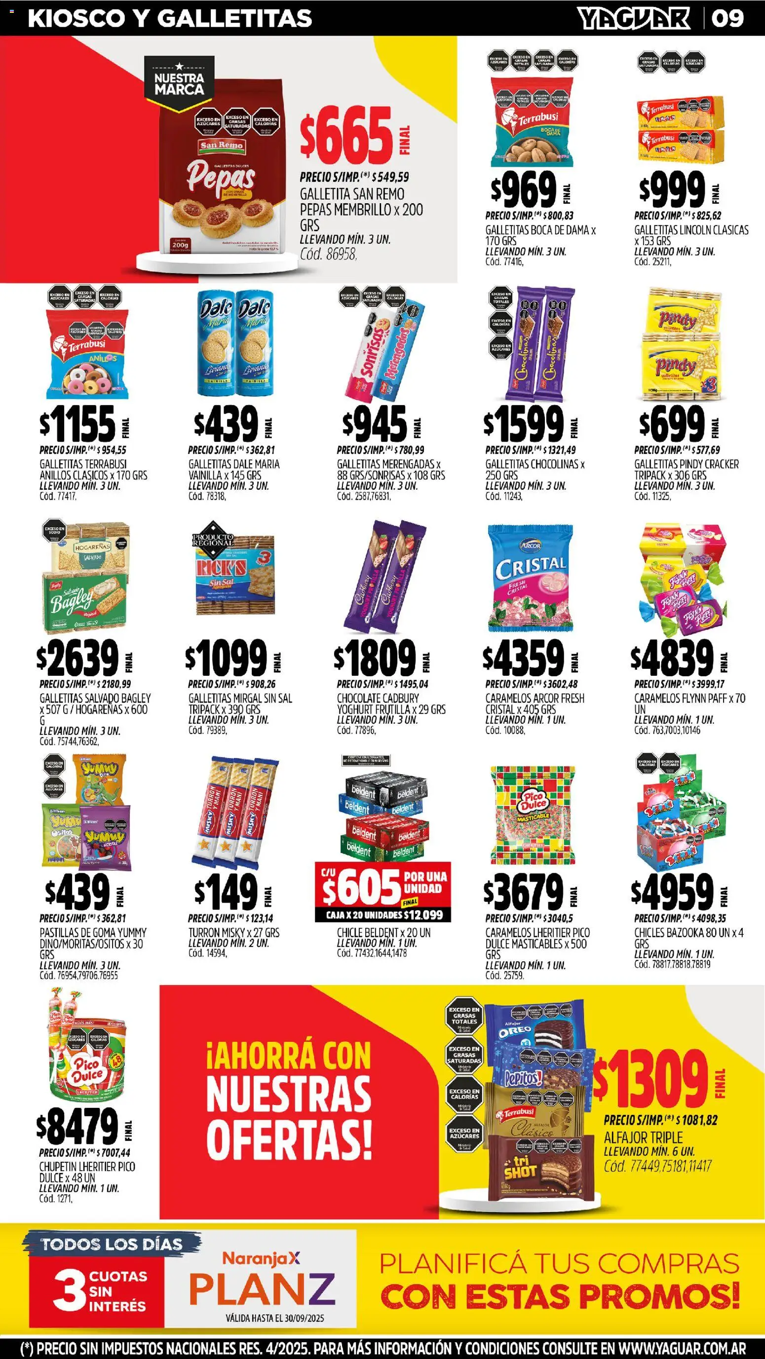 Yaguar - Jujuy │ válido desde el 27.10.2025 | Página: 9 | Productos: Chicles, Frutilla, Sal, Alfajor
