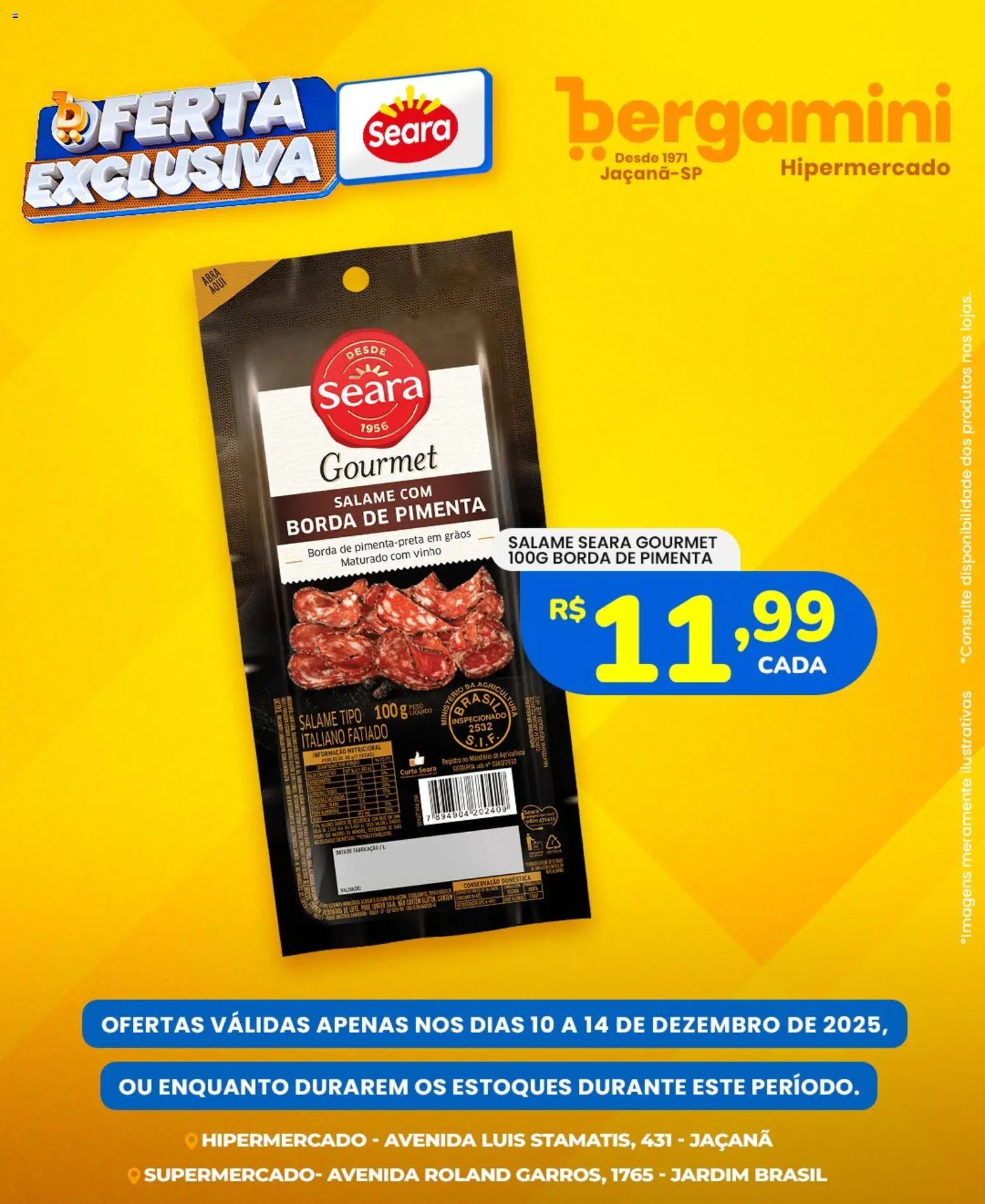 Supermercado Bergamini Folheto - válido de 10.12.2025 | Página: 3 | Produtos: Pimenta, Salame, Vinho