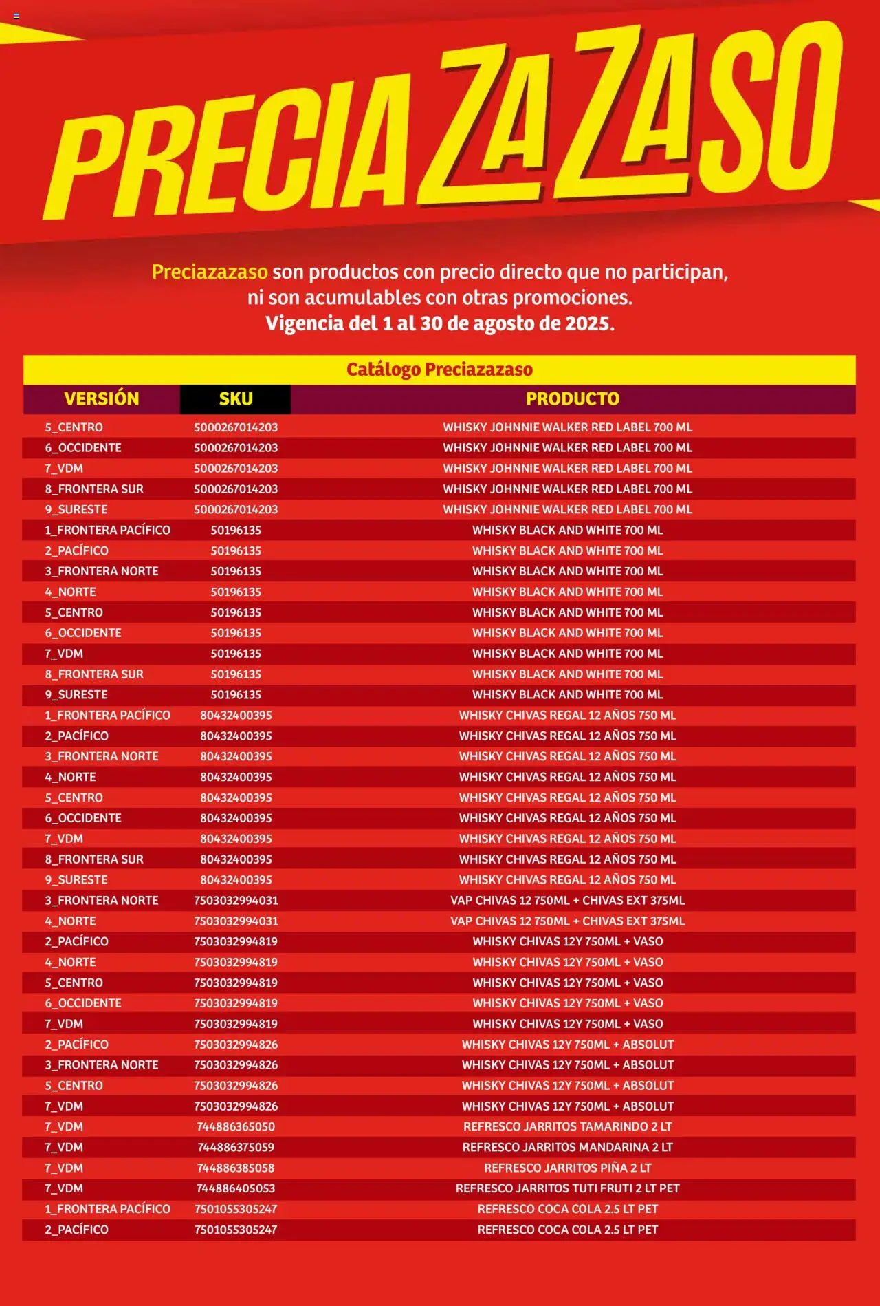 Nuevas ofertas de Soriana válidas en toda la República Mexicana desde el 01.08.2025. ¡Encuentra las mejores ofertas en Soriana - Catálogo Preciazazaso Mercado Nacional! | Página: 18 | Productos: Refresco, Piña, Whisky