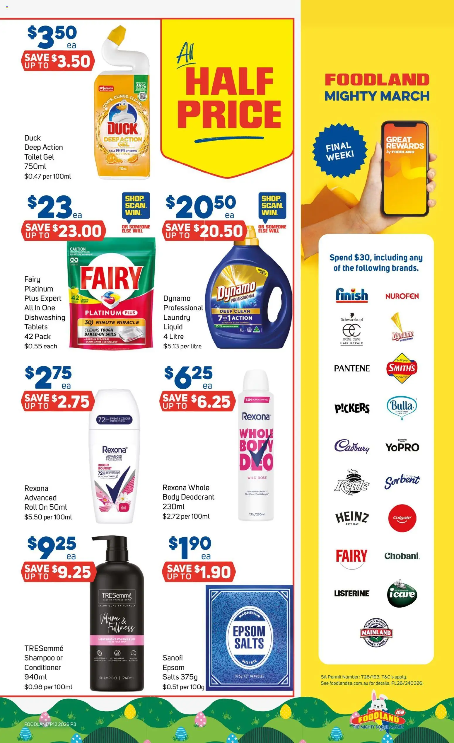 Foodland catalogue - valid from 18.03.2026 | Page: 3 | Products: Dairy, Shampoo, Antiperspirant, Laundry