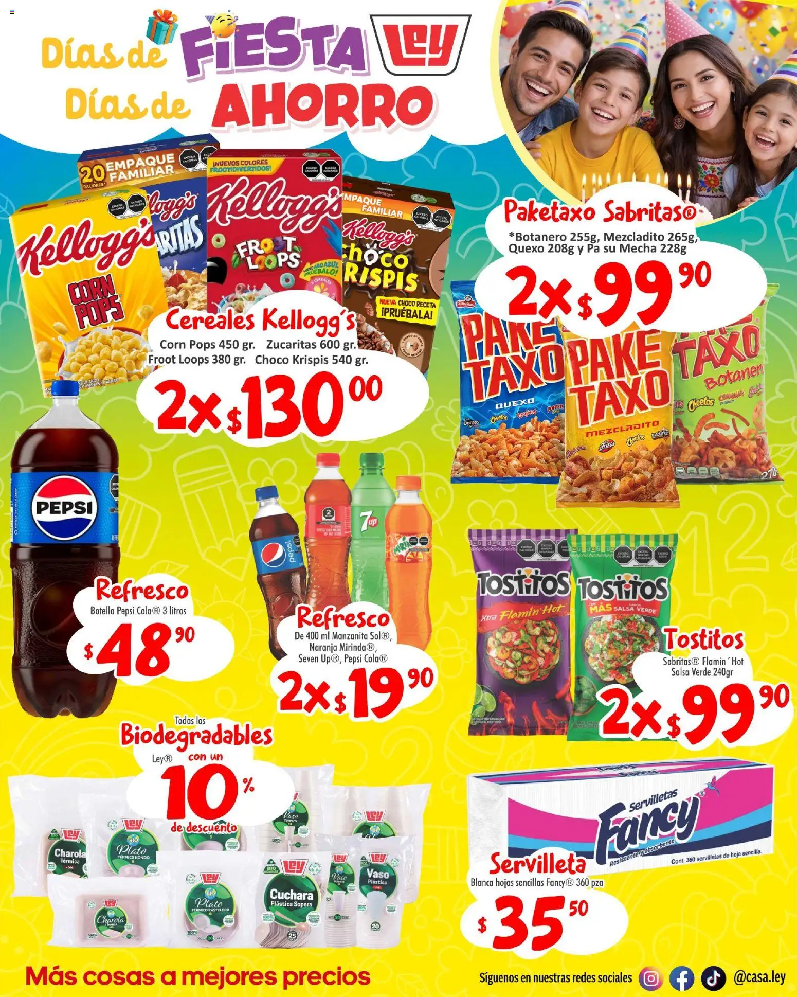 Nuevas ofertas de Casa Ley válidas en toda la República Mexicana desde el 26.04.2026. ¡Encuentra las mejores ofertas en Casa Ley folleto Interior suple Dia del Niño! | Página: 5 | Productos: Refresco, Botella, Cuchara, Servilletas
