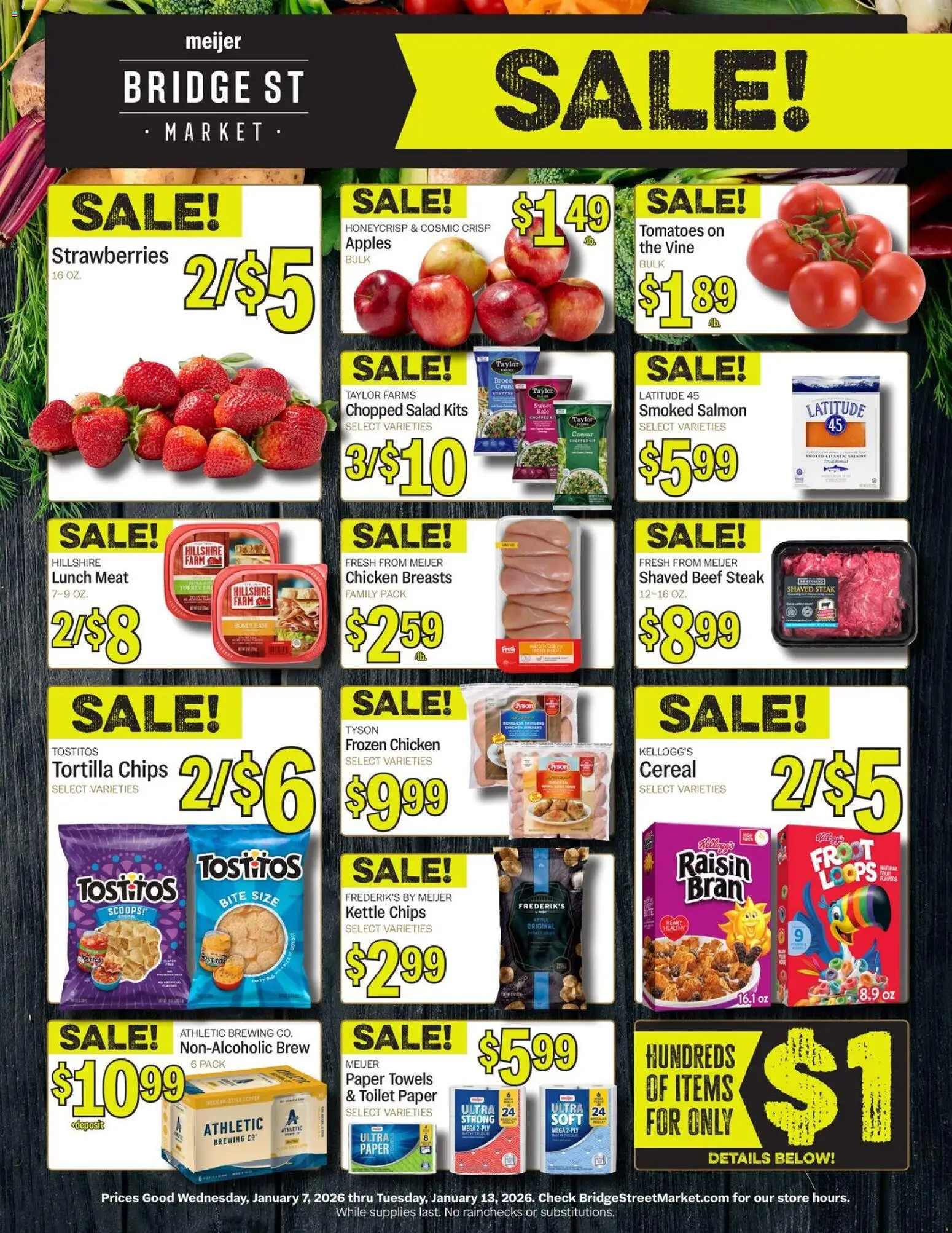 Meijer Bridge Street Market - valid from 07.01.2026 | Page: 1 | Products: Apples, Beef, Strawberries, Chips