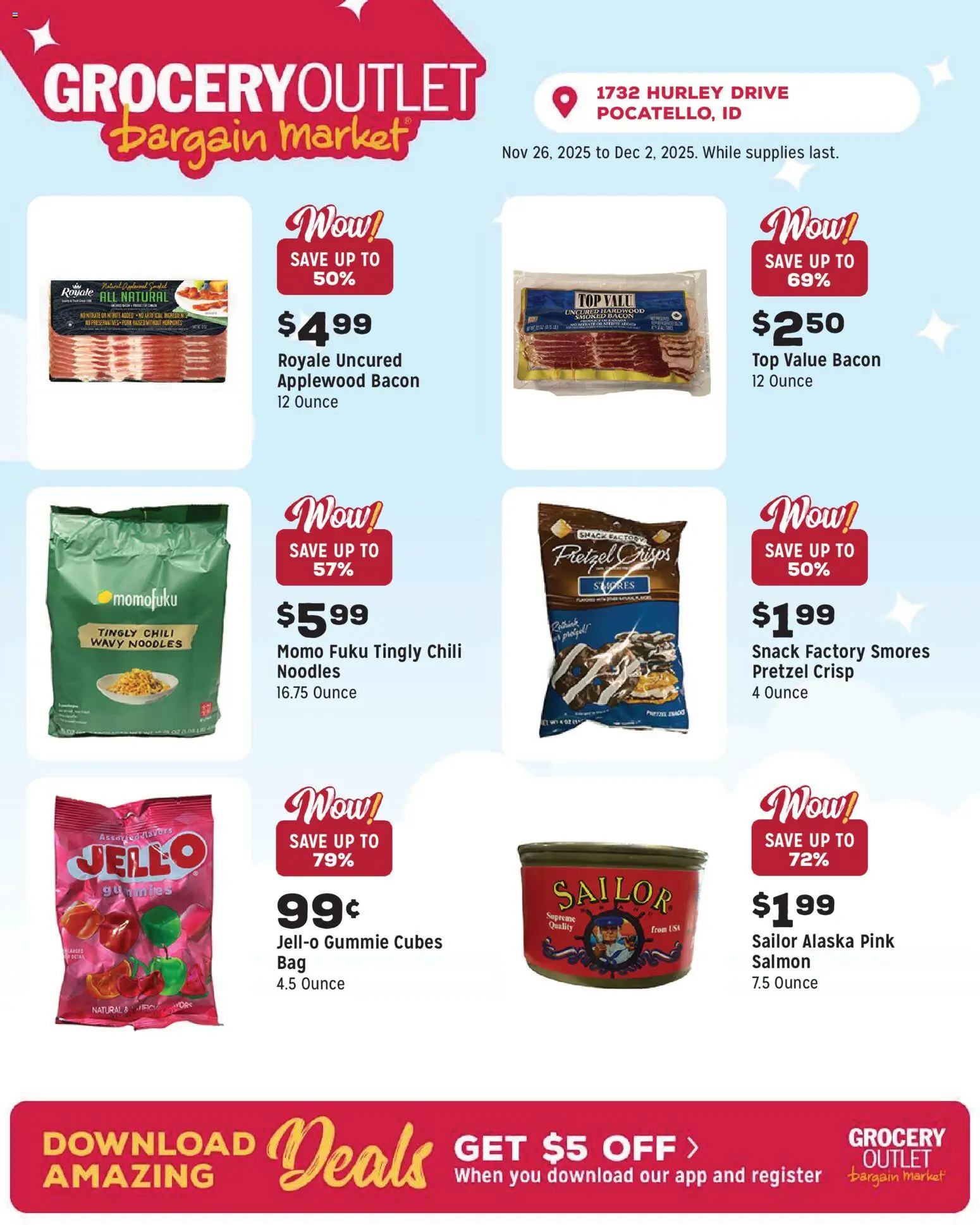 Grocery Outlet Weekly Ad - ID - valid from 26.11.2025 | Page: 4 | Products: Pork, Noodles