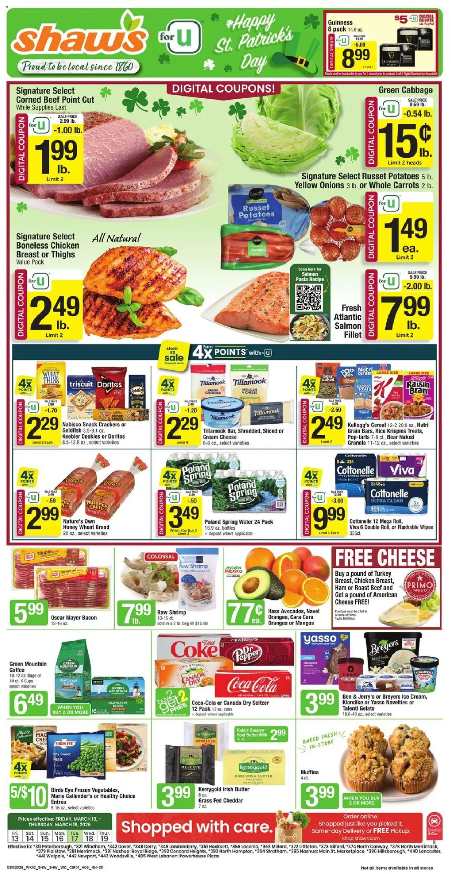 Shaw's Weekly Ad - NH - valid from 13.03.2026 | Page: 1 | Products: Coffee, Ham, Potatoes, Pepper
