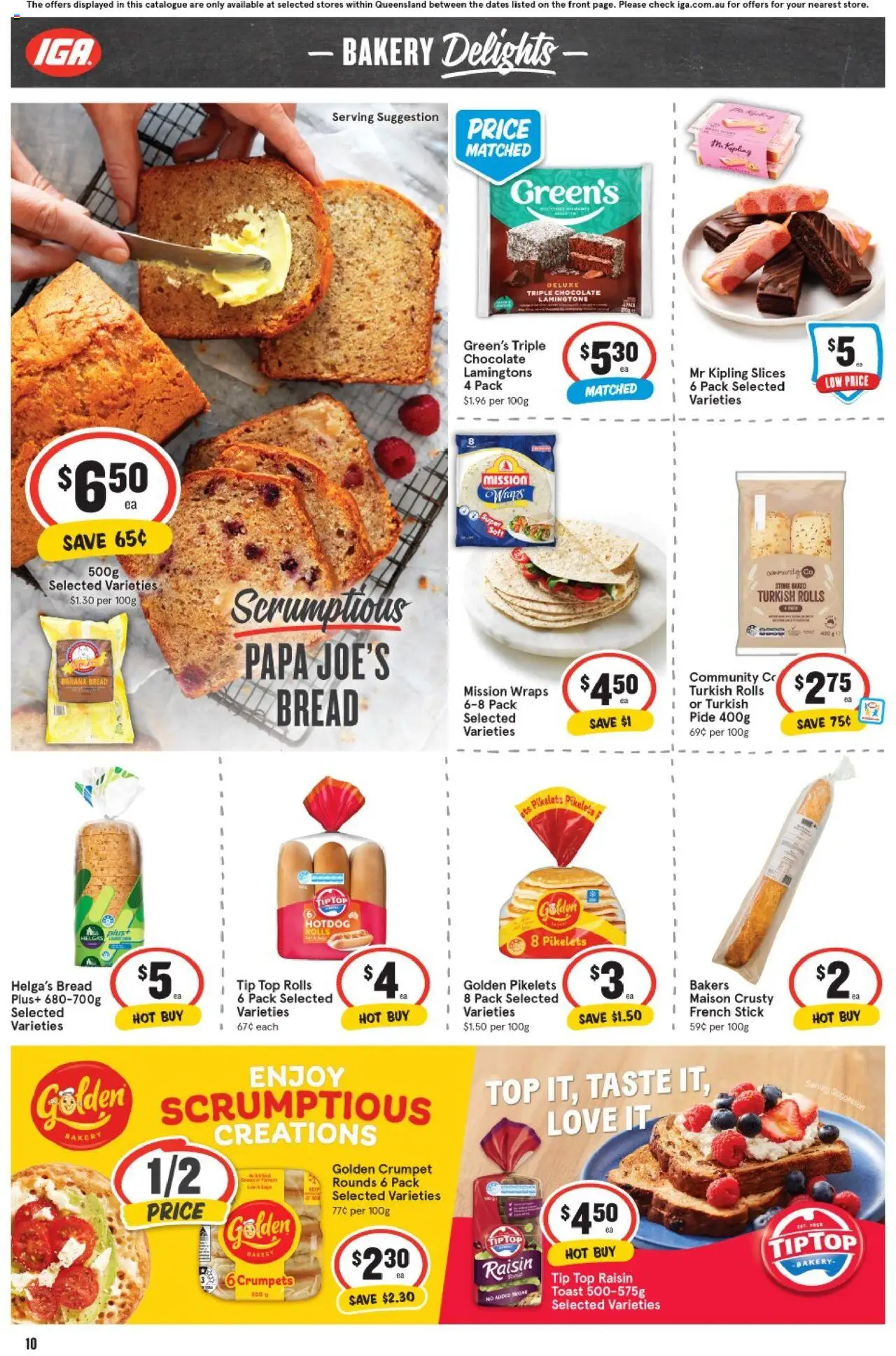 IGA catalogue - valid from 27.08.2025 | Page: 10 | Products: Crumpets, Chocolate, Lamingtons, Bakery