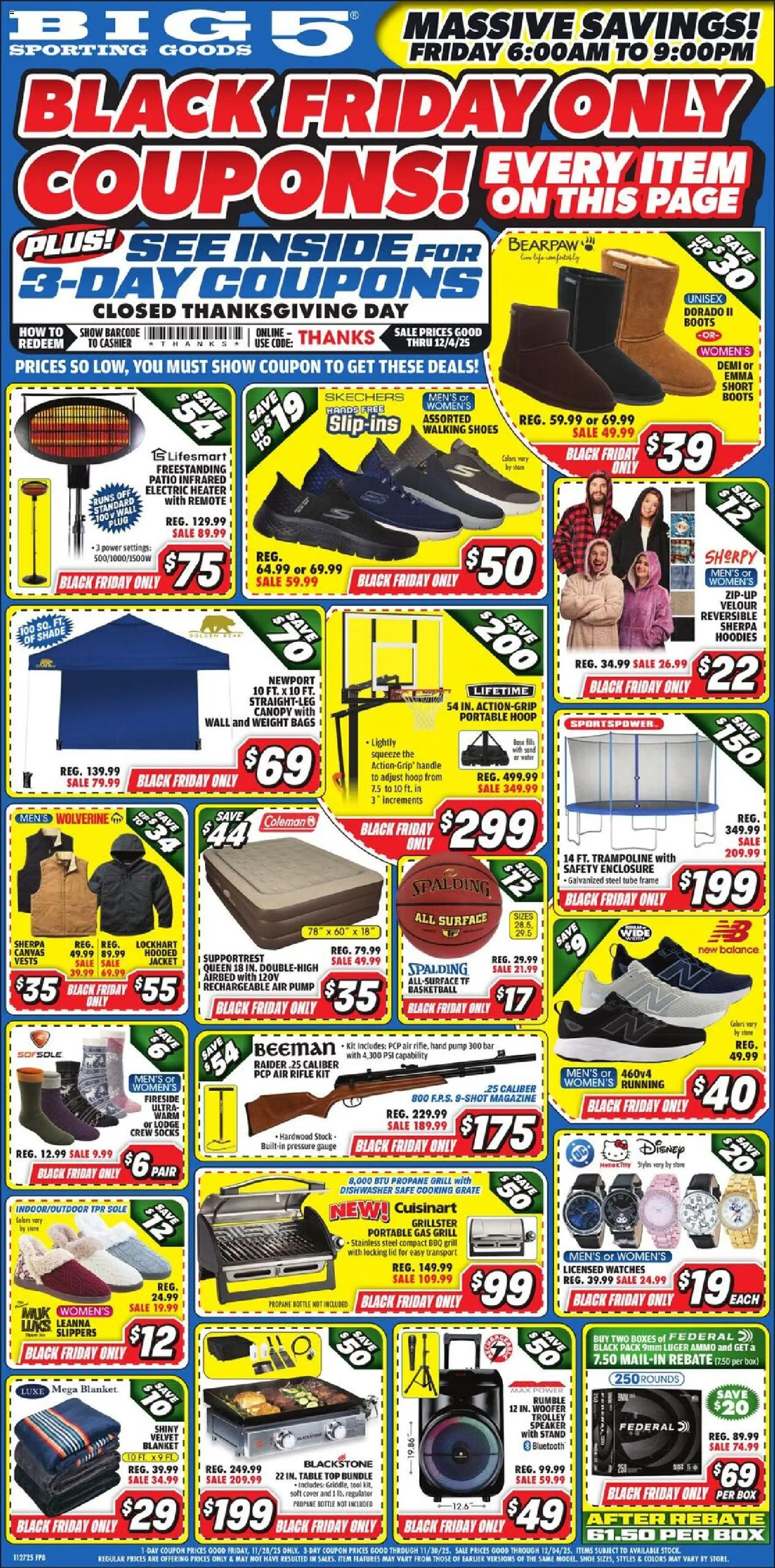 Big 5 Sporting Goods Black Friday - valid from 27.11.2025 | Page: 1 | Products: Blanket, Table, Box, Watches