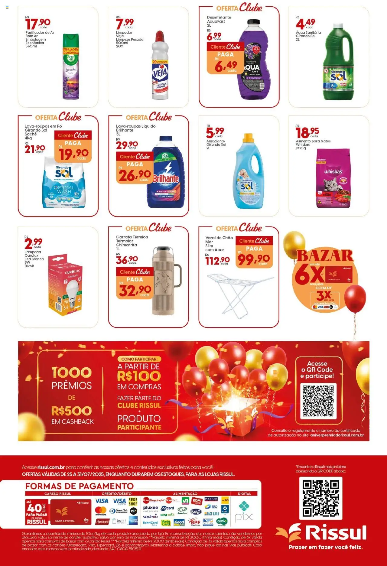 Rissul Folheto - válido de 25.07.2025 | Página: 8 | Produtos: Purificador de ar, Garrafa térmica, Desinfetante, Água sanitária