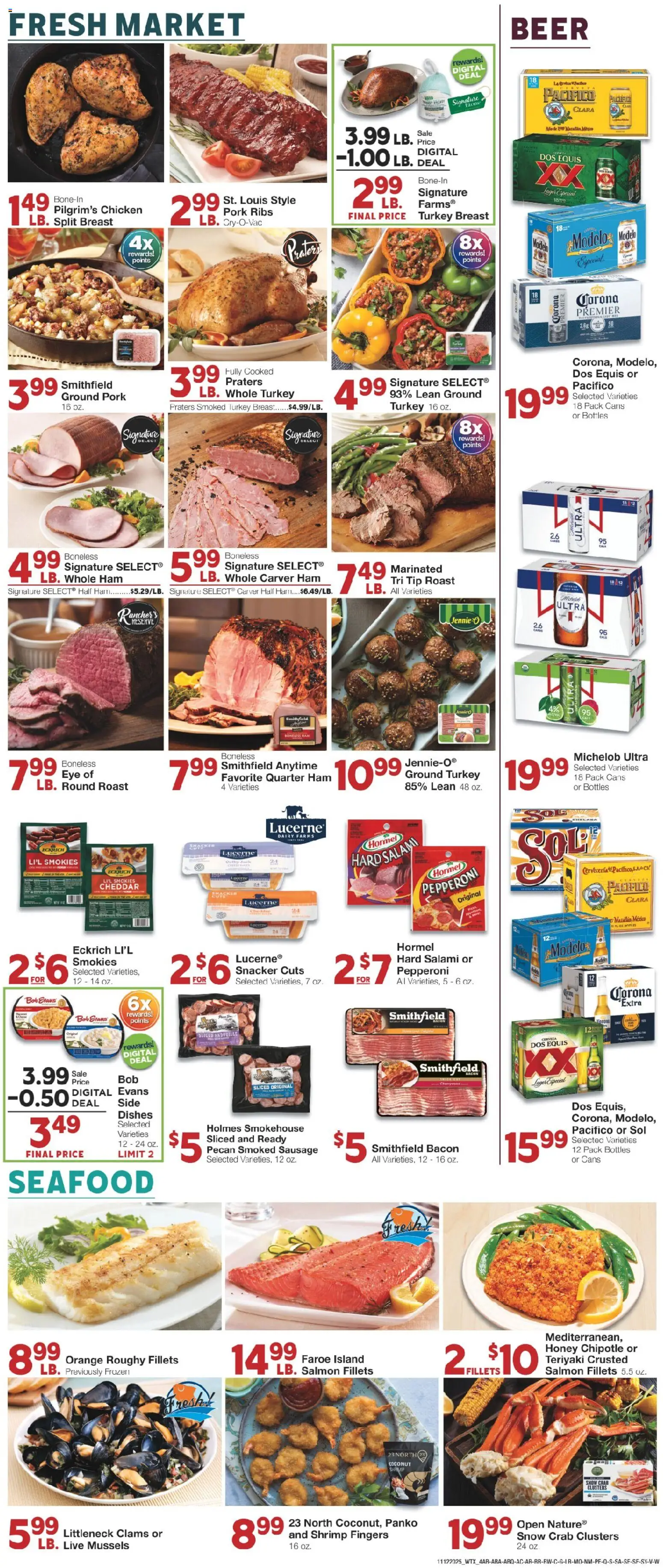 United Supermarkets Weekly Ad - valid from 11.11.2025 | Page: 4 | Products: Cheese, Ham, Beer, Sausage