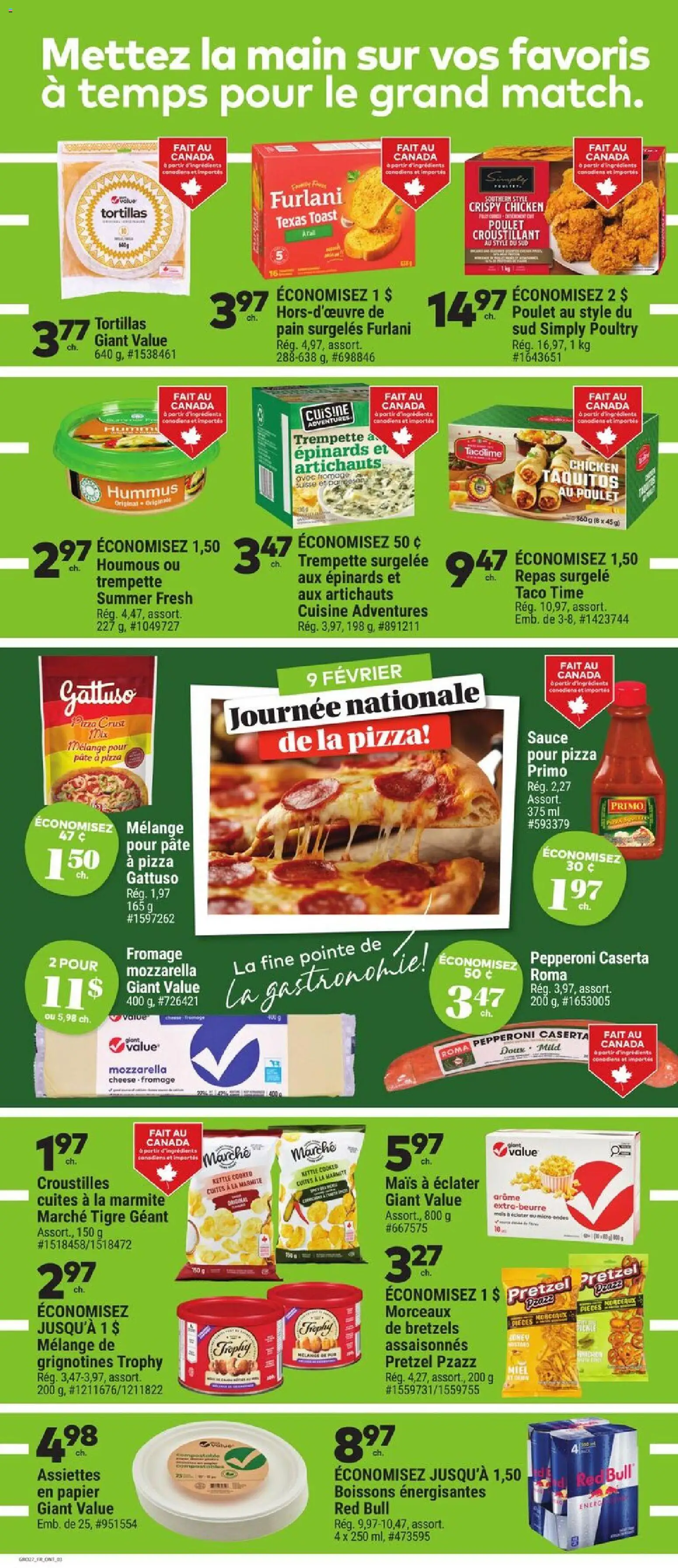 Giant Tiger flyer valid from 04.02.2026 | Page: 3 | Products: Chips, Cheese, Pizza, Chicken