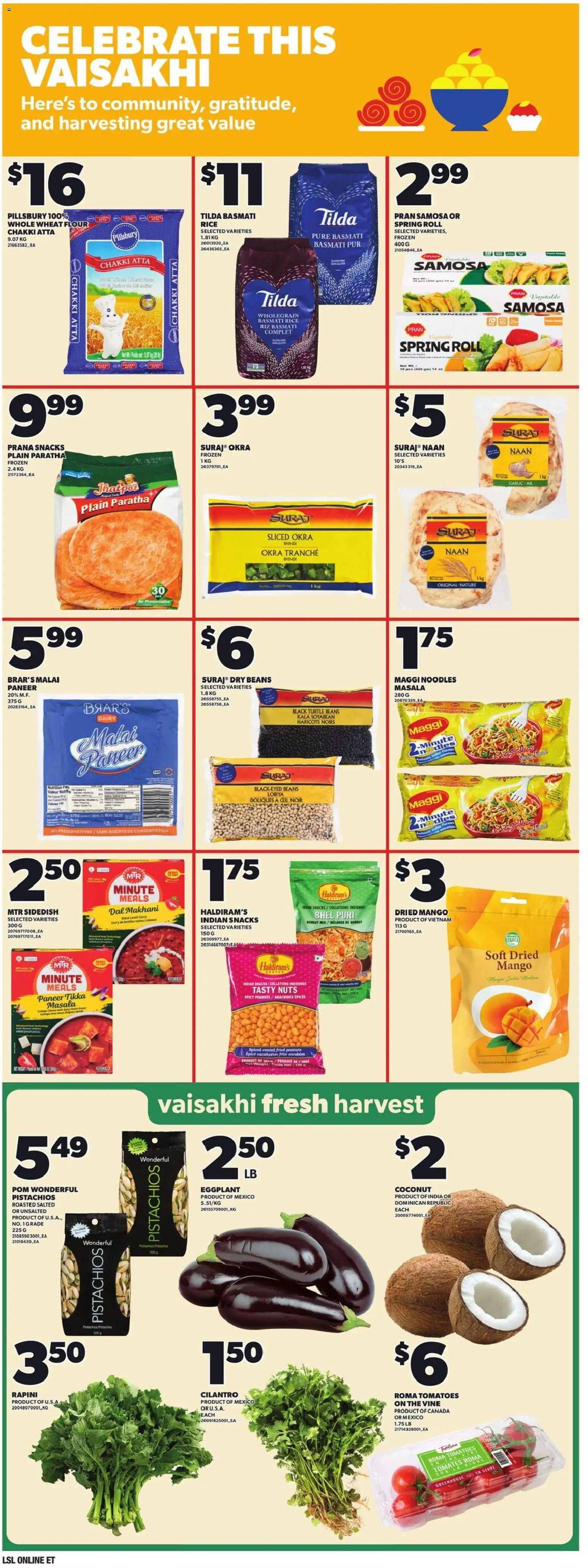 Loblaws flyer valid from 09.04.2026 | Page: 11 | Products: Rice, Noodles, Nuts, Tomatoes