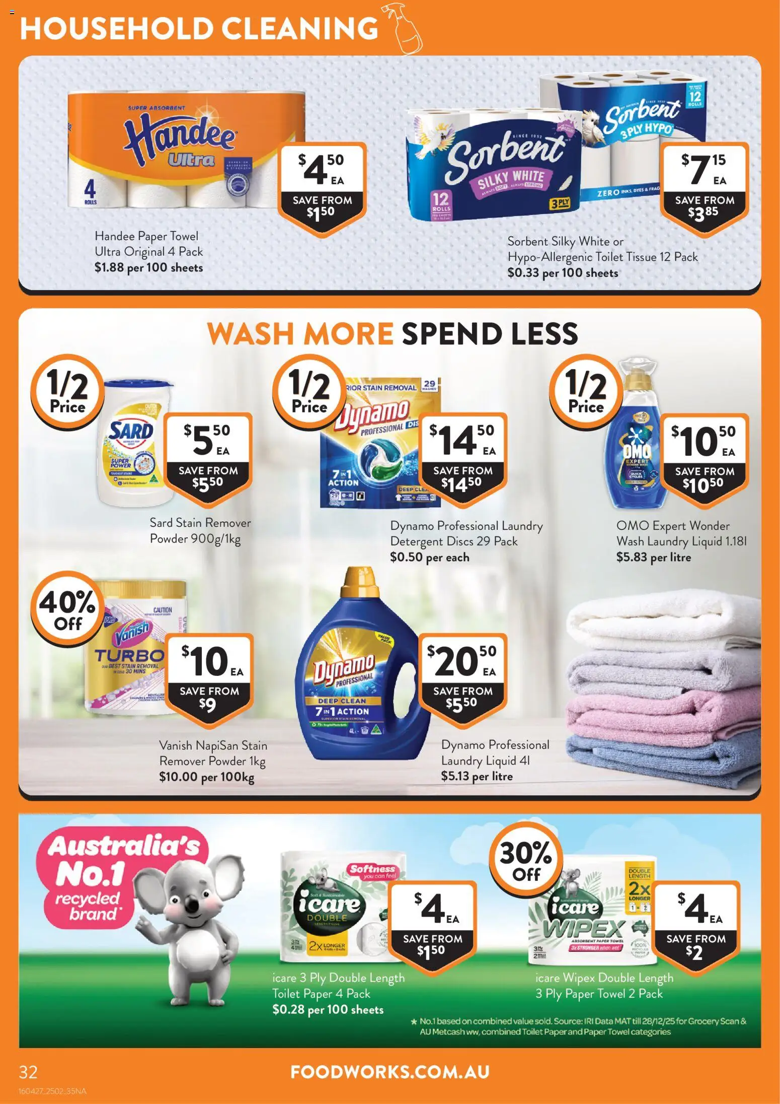 Foodworks catalogue - valid from 25.02.2026 | Page: 32 | Products: Toilet, Household, Stain remover, Laundry