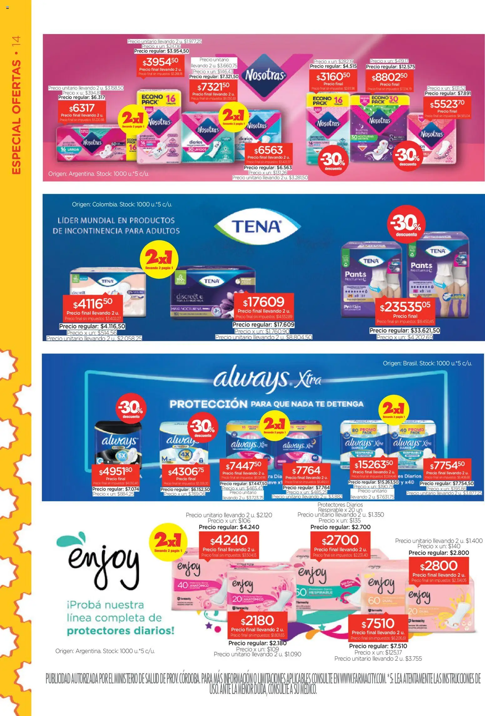 Farmacity catálogo │ válido desde el 03.03.2026 | Página: 14 | Productos: Limón, Té, Protectores diarios