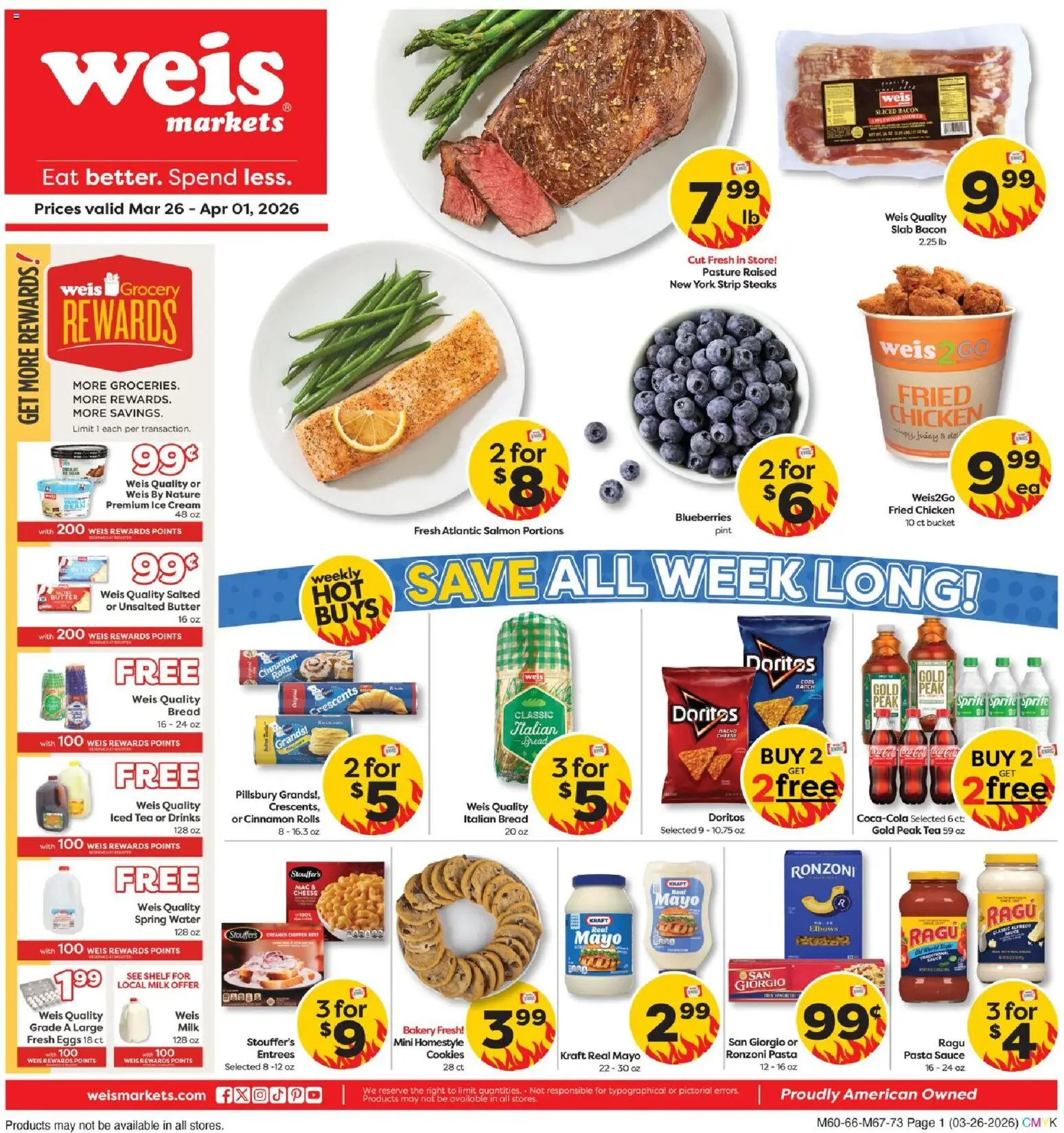 Weis Weekly Circular - NJ - valid from 26.03.2026 | Page: 3 | Products: Shelf, Cheese, Cookies, Sauce