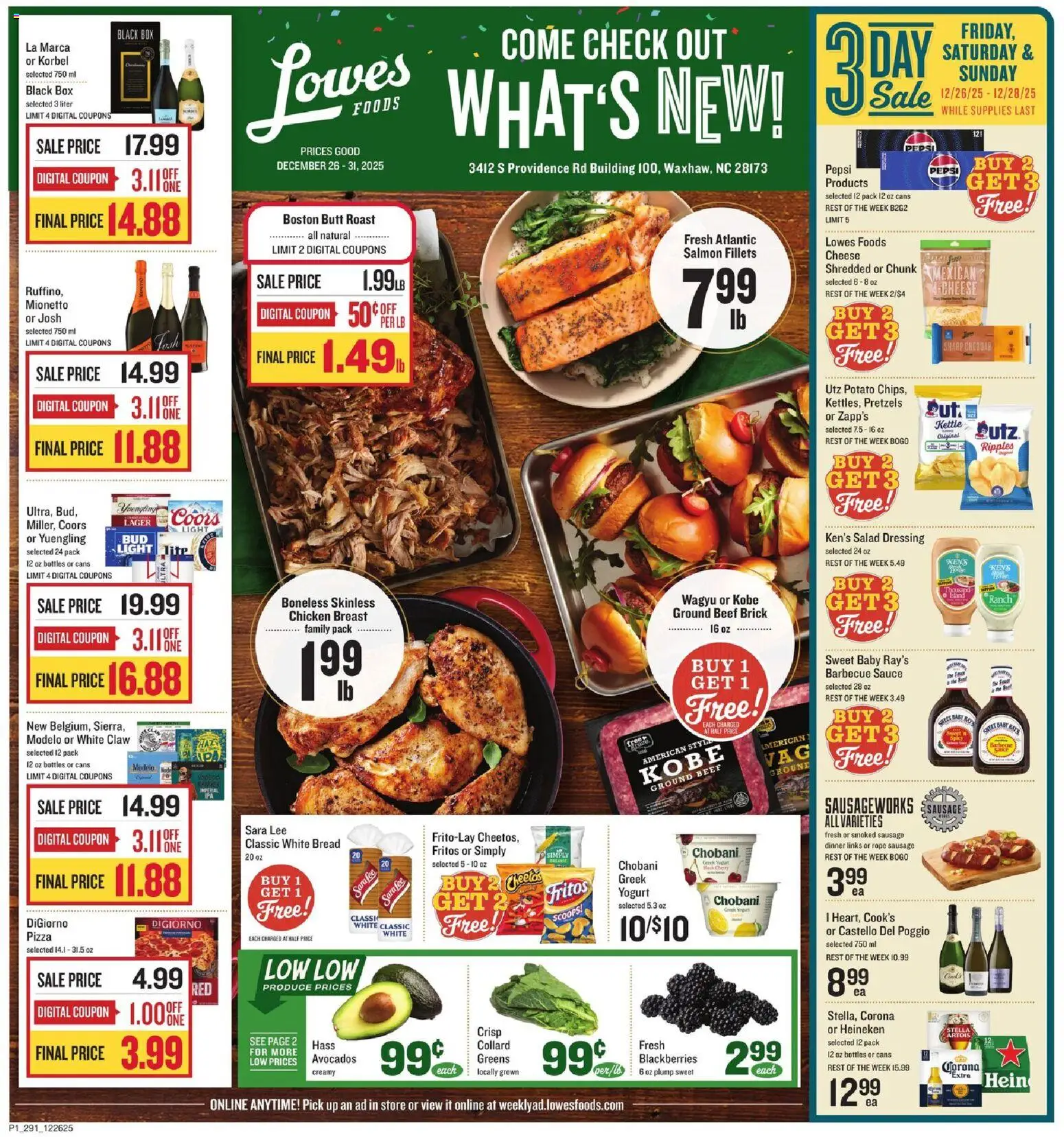 Lowes Foods Weekly Ad - NC - valid from 26.12.2025 | Page: 1 | Products: Cheese, Bread, Salad, Sausage
