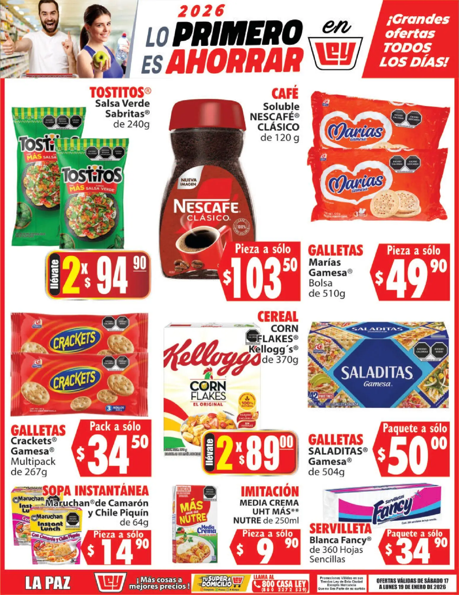 Nuevas ofertas de Casa Ley válidas en toda la República Mexicana desde el 17.01.2026. ¡Encuentra las mejores ofertas en Casa Ley folleto Lo Primero Es Ahorrar! | Página: 3 | Productos: Sopa, Crema, Café, Galletas
