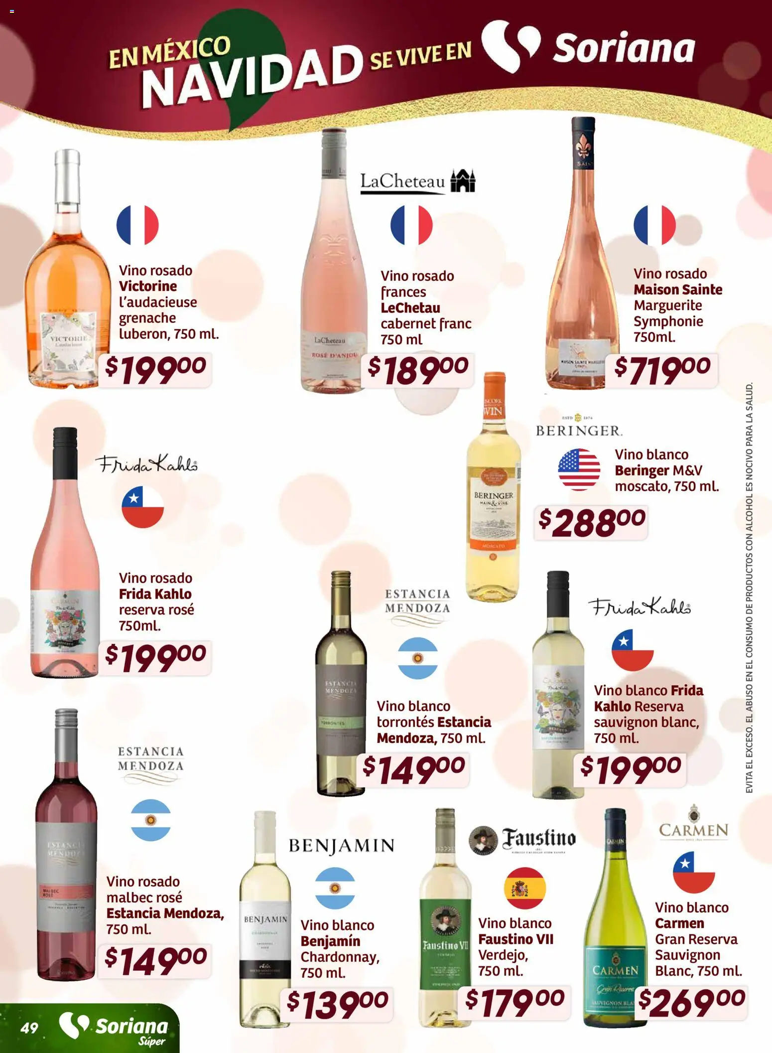 Nuevas ofertas de Soriana válidas en toda la República Mexicana desde el 27.11.2025. ¡Encuentra las mejores ofertas en Soriana - Preciazazaso Súper: Chih, Coah, Dur, NL, SLP, Tamps, Zac! | Página: 48 | Productos: Vino