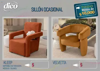 Vista previa de Muebles Dico - Catálogo TODO menos de 10000, nuevo folleto de la tienda, válido en México a partir del 15.10.2025 | Página: 62 | Productos: Mostaza, Sillón
