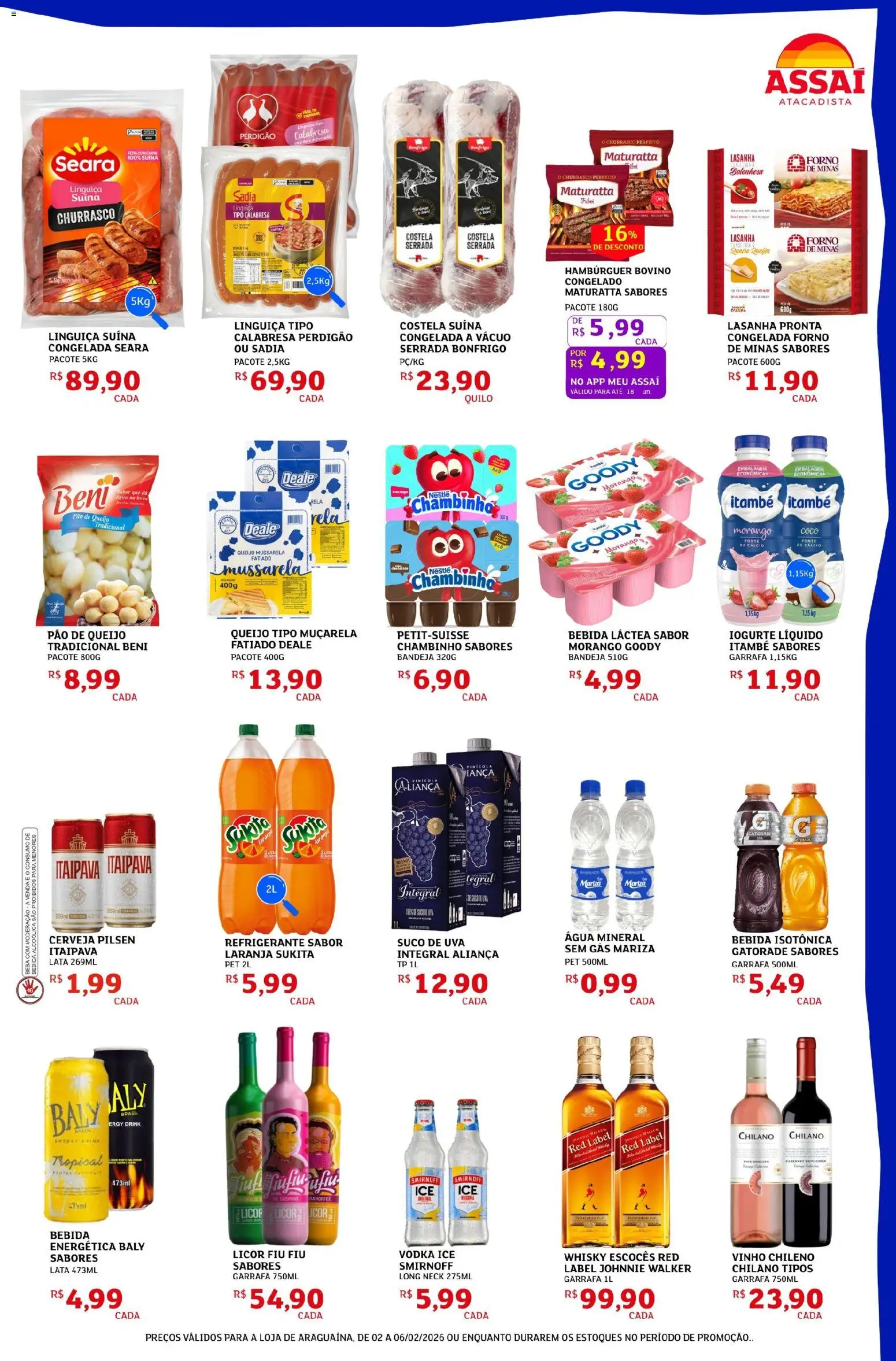 Assaí Atacadista Folheto - válido de 02.02.2026 | Página: 3 | Produtos: Forno, Hambúrguer, Lasanha, Bebida