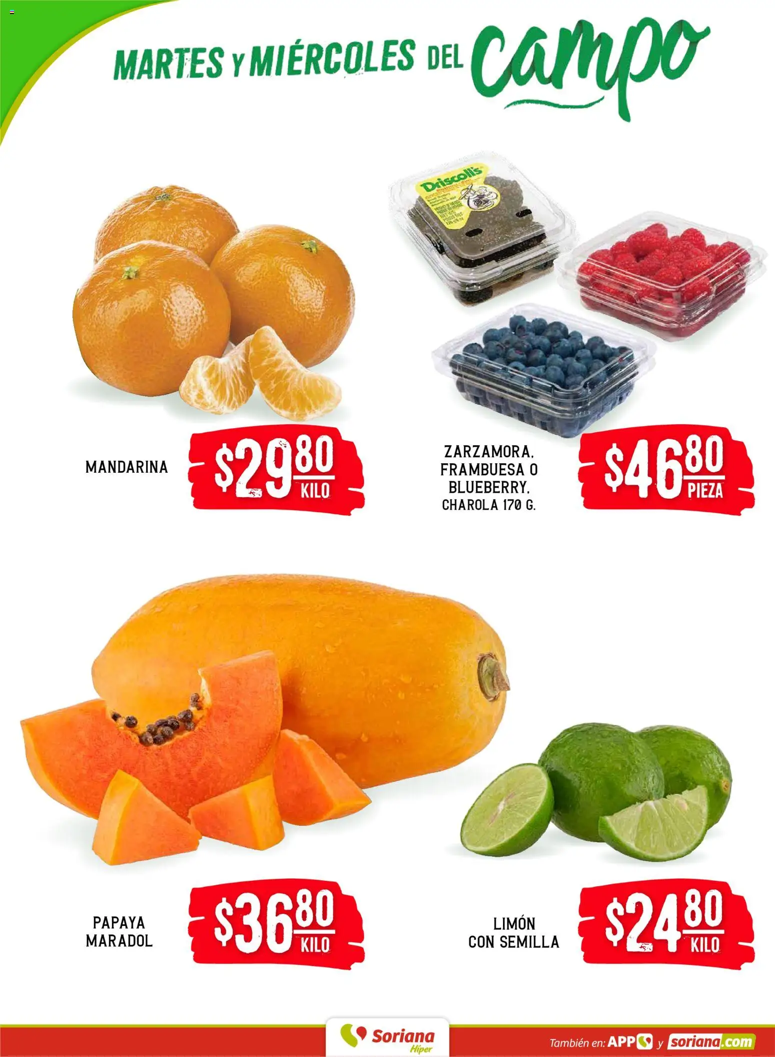 Nuevas ofertas de Soriana válidas en toda la República Mexicana desde el 13.01.2026. ¡Encuentra las mejores ofertas en Soriana- Martes y Miércoles del Campo Híper: Ags, Nay, Jal, Qro, Col, Mich, Gto, Hgo, Tlax, Mor, Pue, Gro, Oax, Edo. de Mex, Valle de México, Zac! | Página: 2 | Productos: Limón