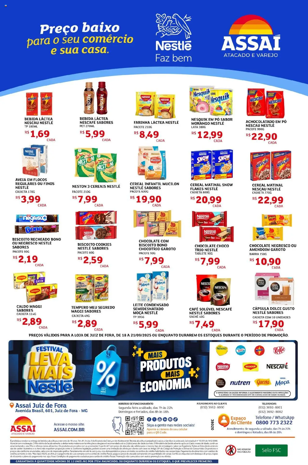 Assaí Atacadista Folheto - válido de 18.09.2025 | Página: 4 | Produtos: Aveia, Mucilon, Biscoito recheado, Leite condensado