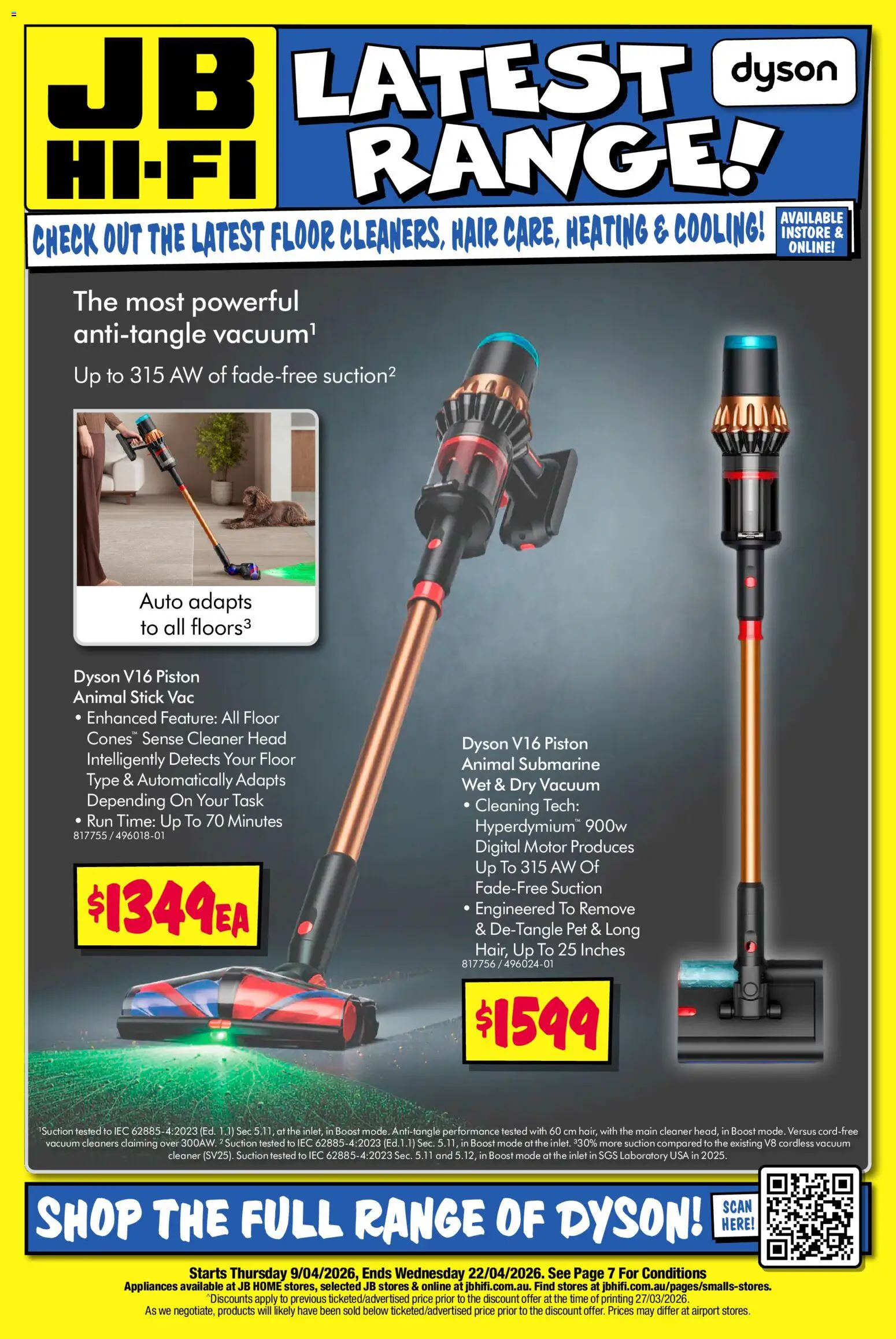 JB Hi-Fi catalogue - valid from 09.04.2026 | Page: 1 | Products: Cleaner, Digital, Vacuum cleaner