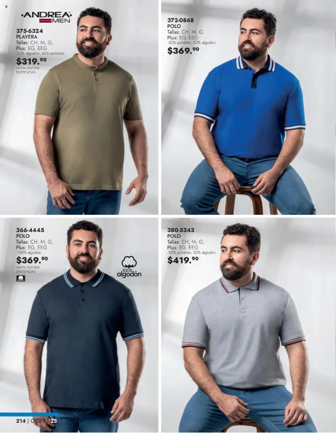 Nuevas ofertas de Andrea válidas en toda la República Mexicana desde el 24.08.2025. ¡Encuentra las mejores ofertas en Andrea - Catálogo Vestir Caballero! | Página: 52 | Productos: Algodón, Playera