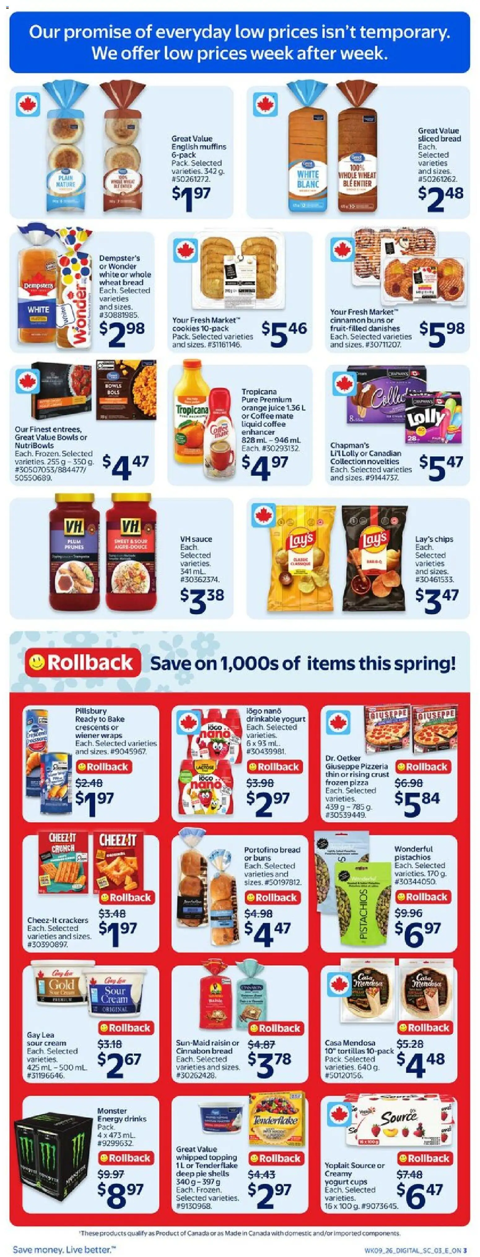 Walmart flyer valid from 26.03.2026 | Page: 13 | Products: Sour cream, Yogurt, Coffee, Juice
