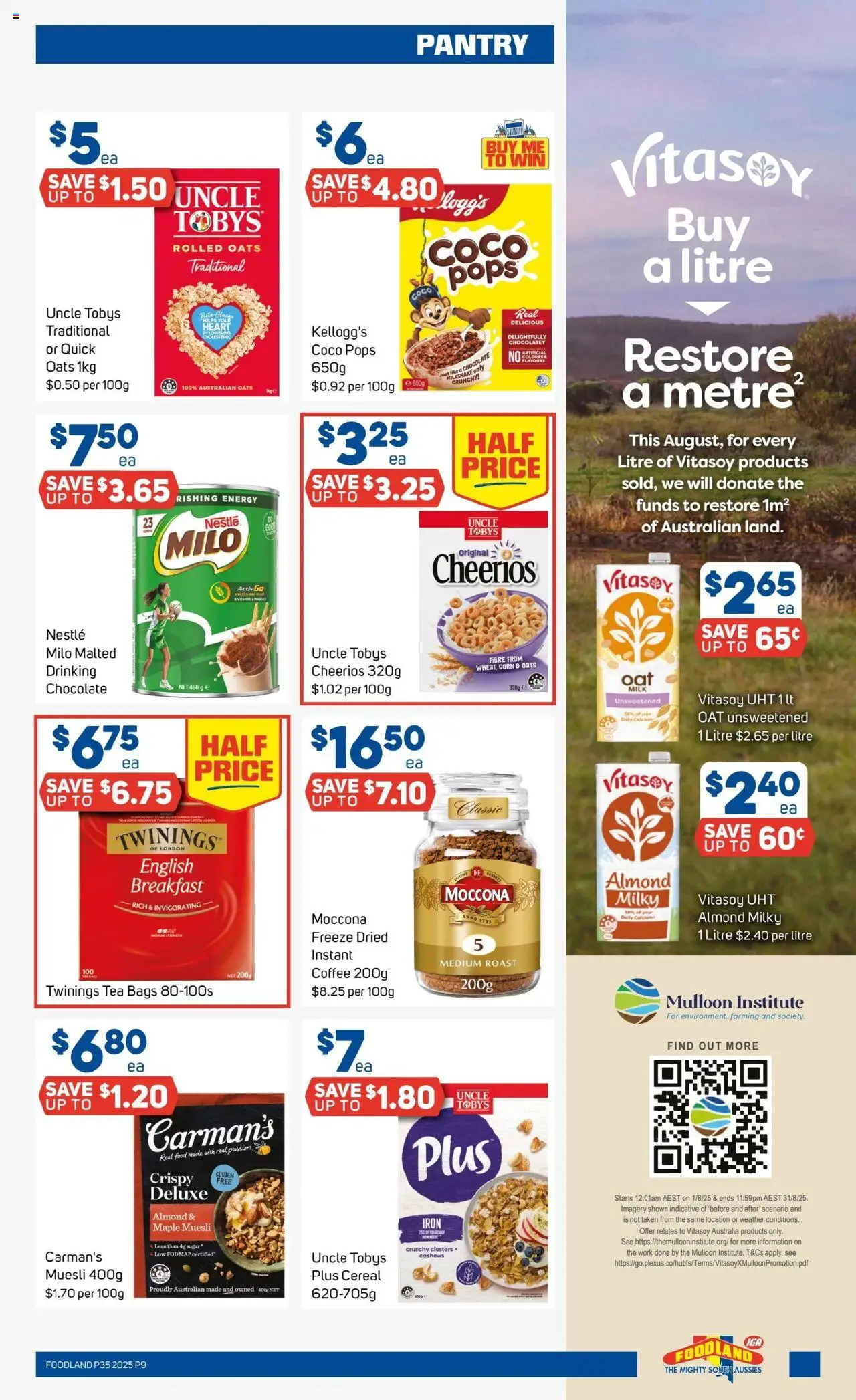 Foodland catalogue - valid from 27.08.2025 | Page: 9 | Products: Oats, Cereal, Sugar, Moccona