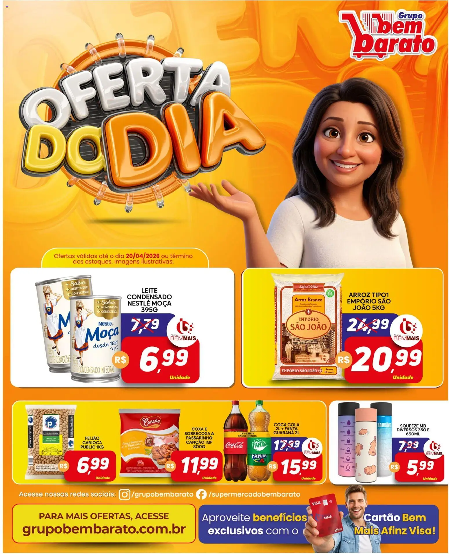Supermercado Bem Barato Folheto - válido de 14.04.2026 | Página: 1 | Produtos: Feijão, Guaraná, Fanta, Arroz