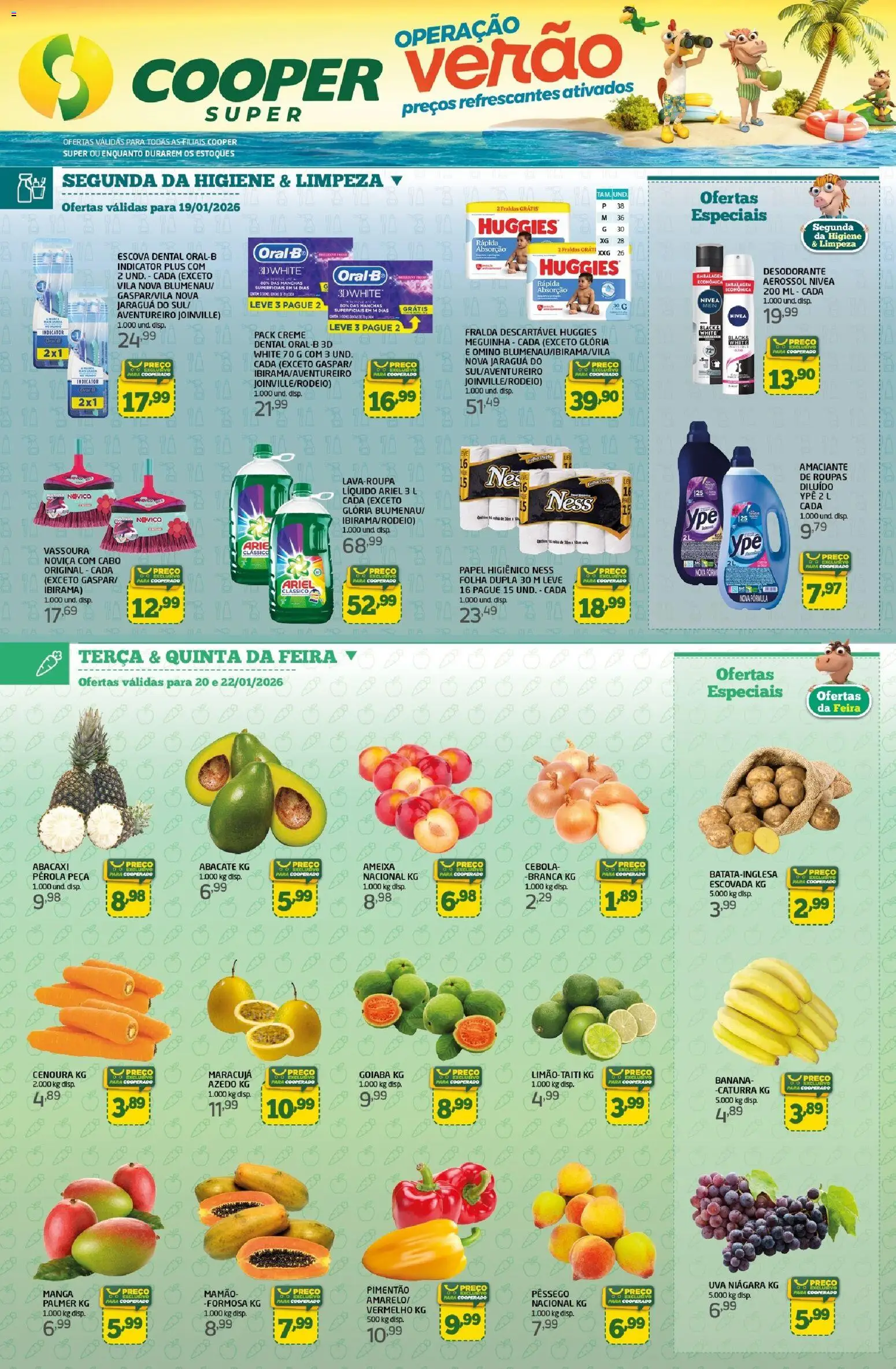 Cooper Folheto - válido de 19.01.2026 | Página: 1 | Produtos: Fralda descartável huggies, Roupas, Amaciante, Vassoura