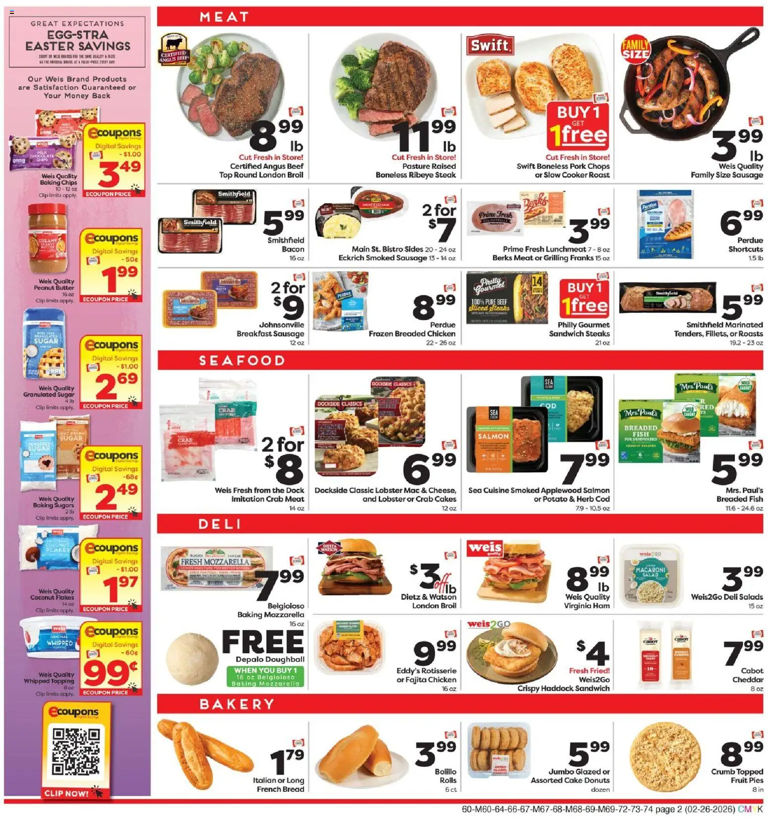 Weis Weekly Circular - NJ - valid from 26.02.2026 | Page: 2 | Products: Milk, Ham, Fish, Seafood