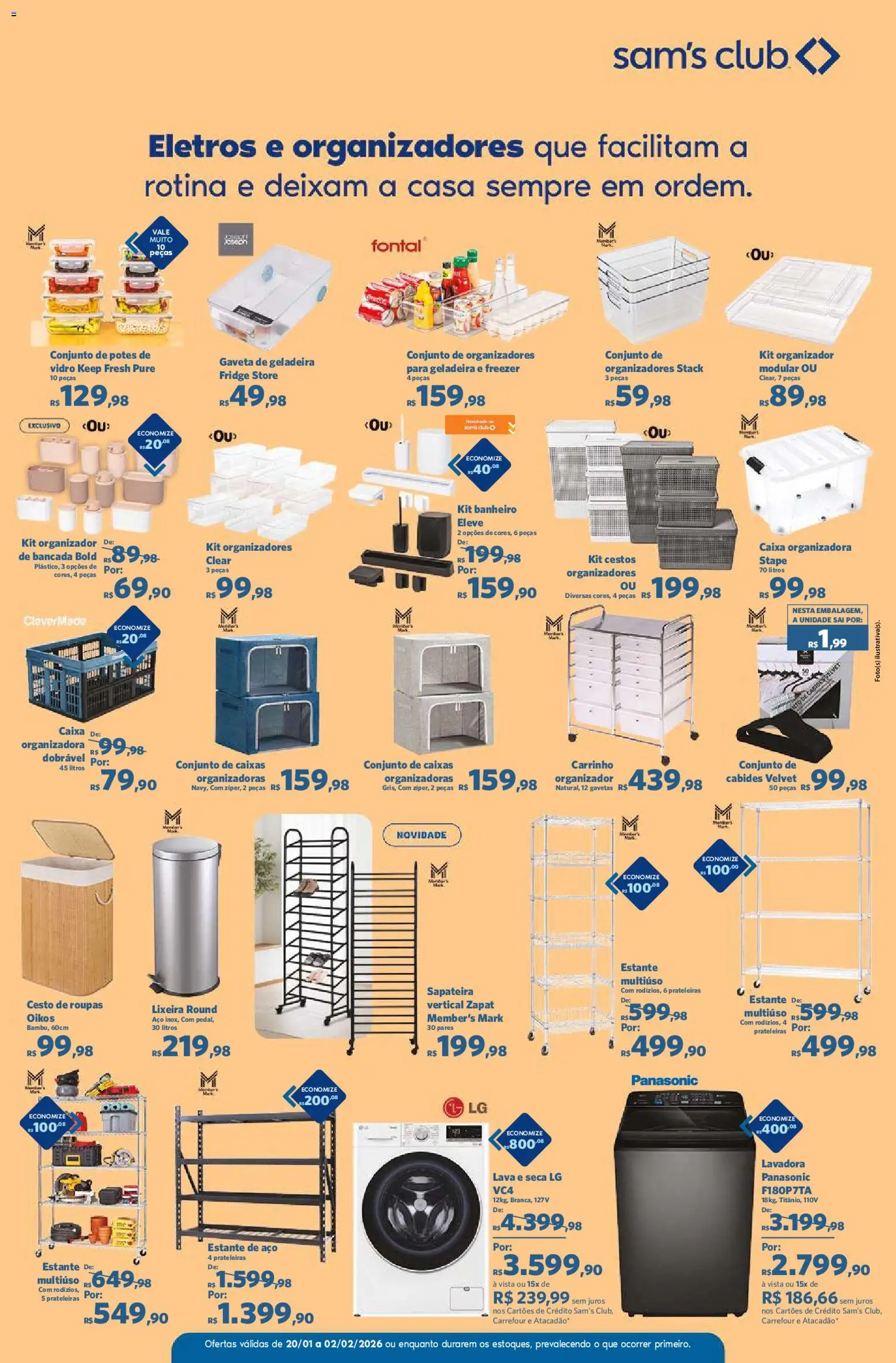 Sam's Club Folheto - válido de 20.01.2026 | Página: 3 | Produtos: Lava e seca, Carrinho, Roupas, Potes