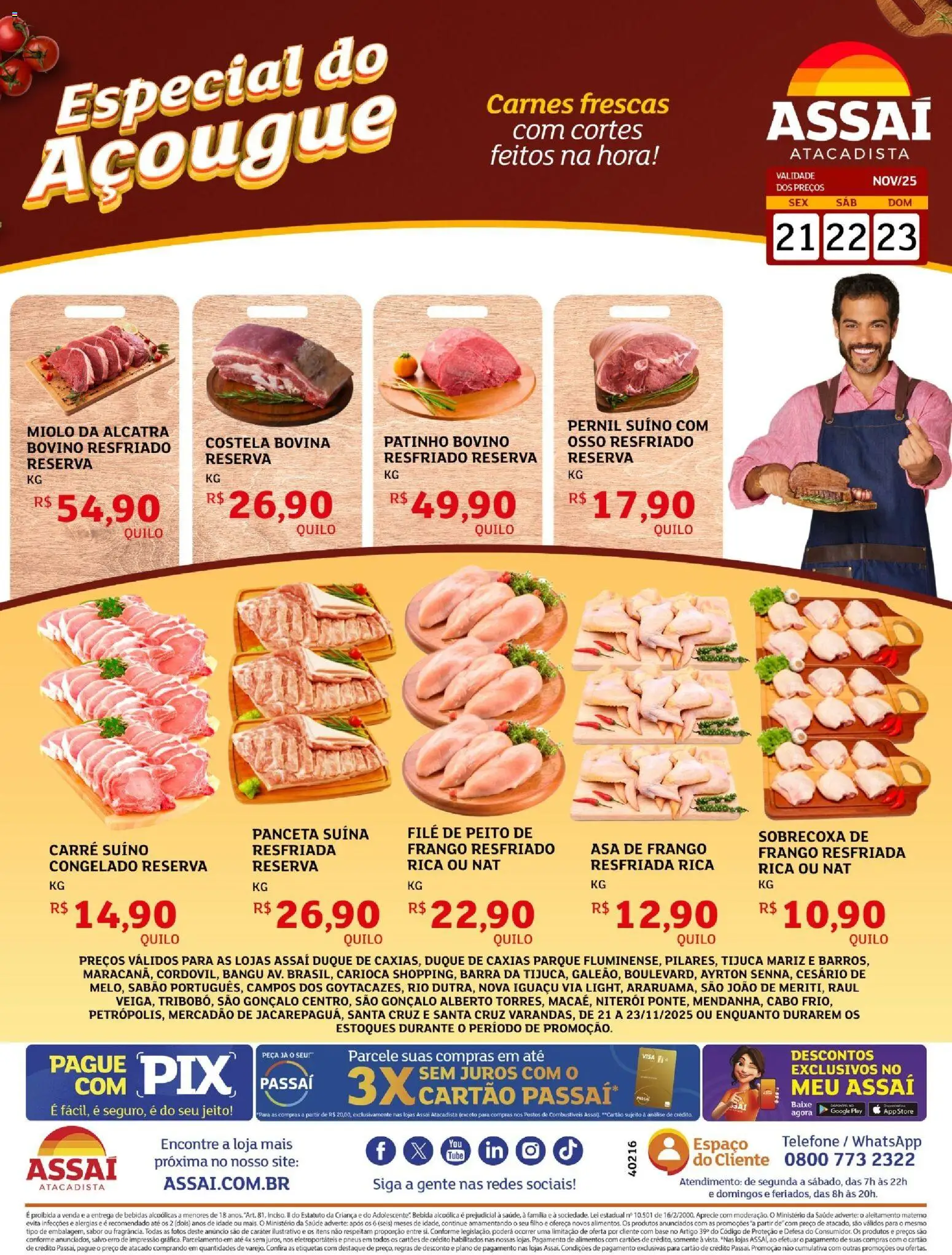 Assaí Atacadista Folheto - válido de 21.11.2025 | Página: 1 | Produtos: Alcatra, Pernil, Frango, Cabo