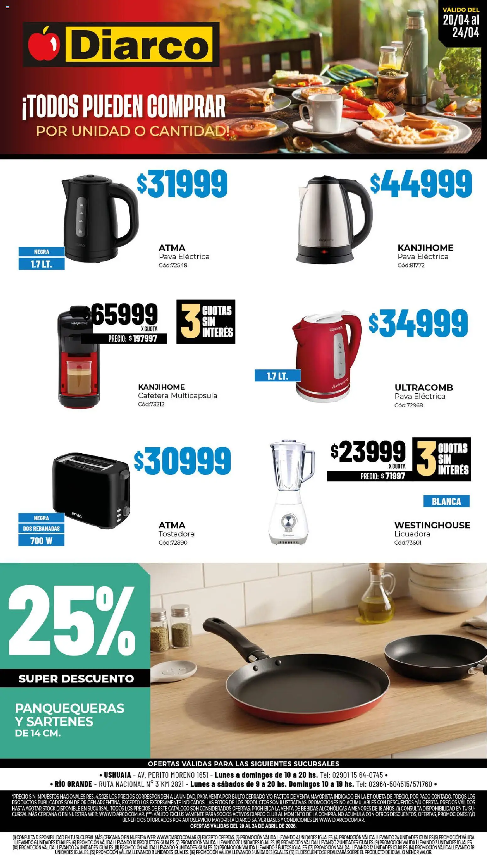 Diarco - Especial Desayuno │ válido desde el 20.04.2026 | Página: 1 | Productos: Pava, Tostadora, Sobre, Pava eléctrica